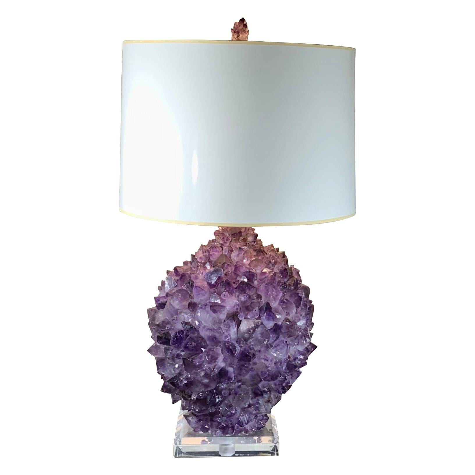 Single Amethyst Rock Crystal Table Lamp