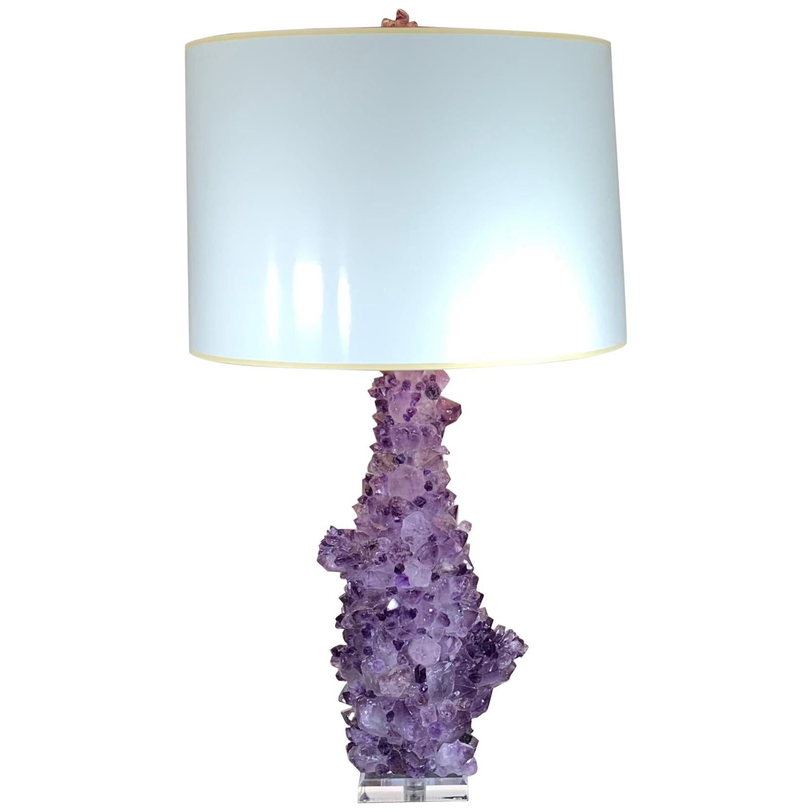 Single Amethyst Rock Crystal Table Lamp