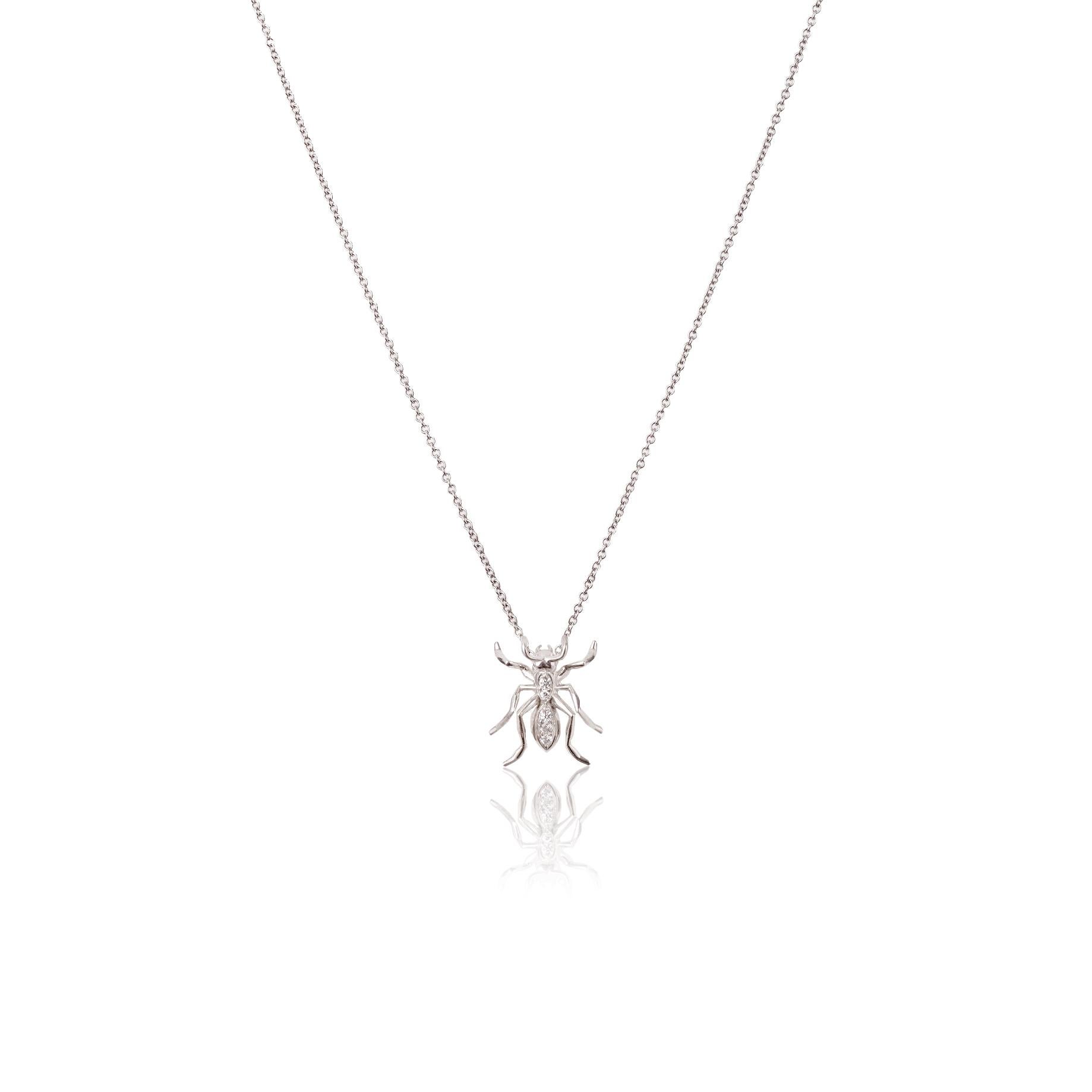 The AT401PD WG pendant is a beautifully crafted piece of jewelry that is both unique and meaningful. Its design is inspired by the queen ant, which is known for its leadership role in the ant colony. The pendant is made of 14k white gold and is