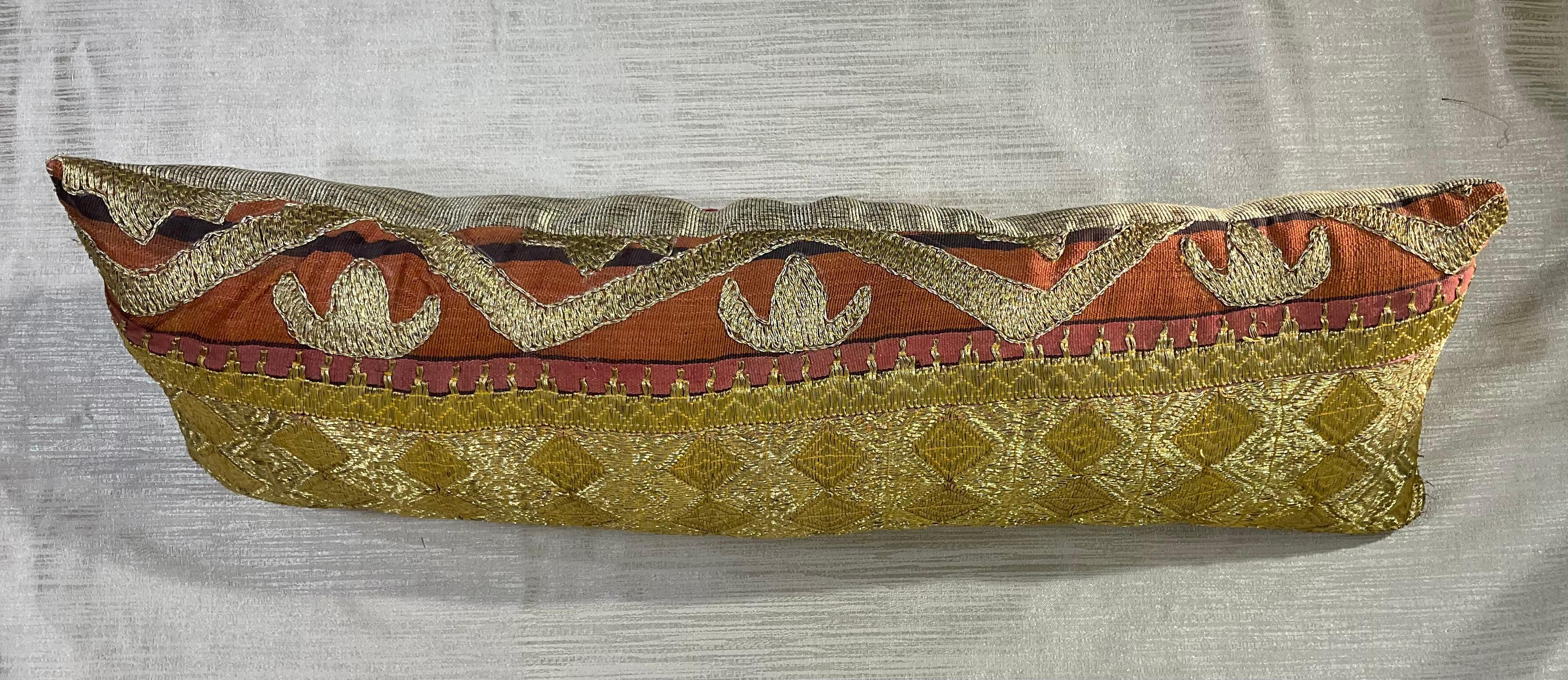 Single Antique Embroidery Textile Pillow For Sale 3