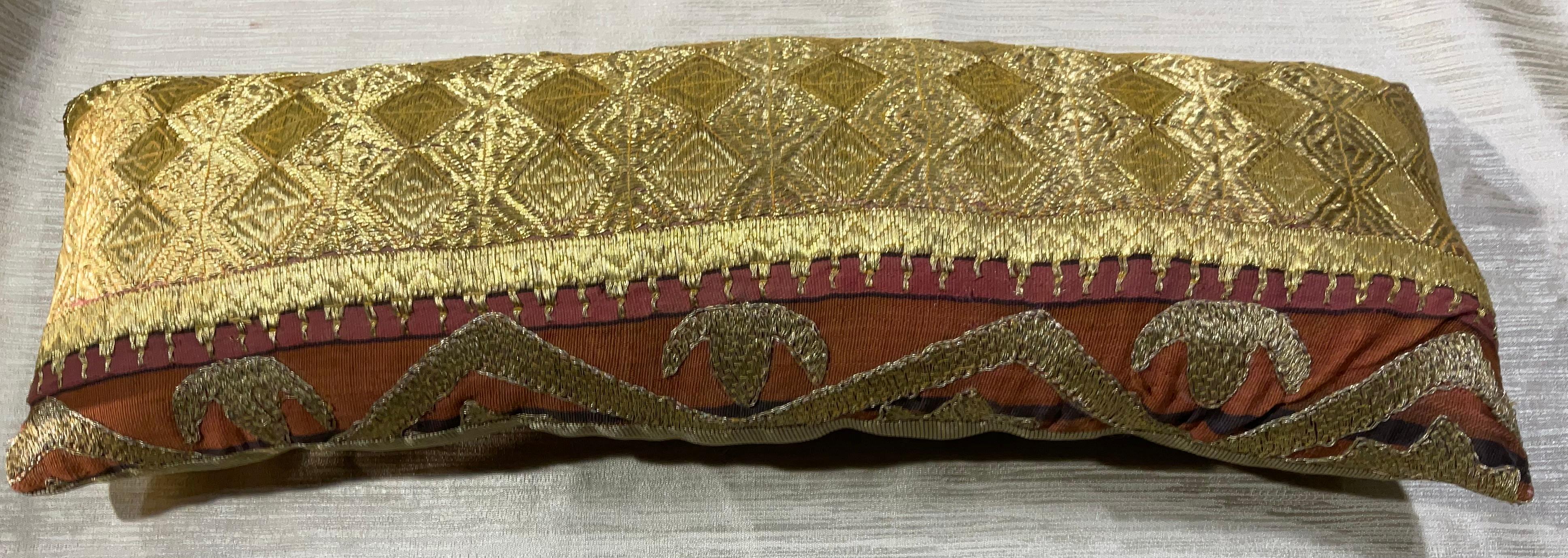 Single Antique Embroidery Textile Pillow For Sale 4