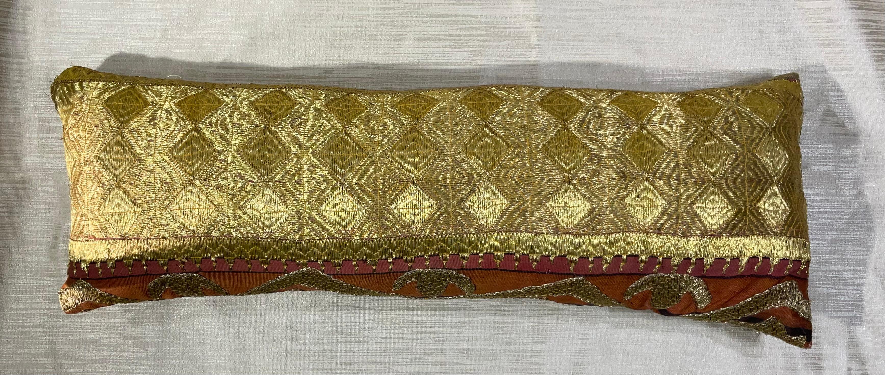 Single Antique Embroidery Textile Pillow For Sale 5