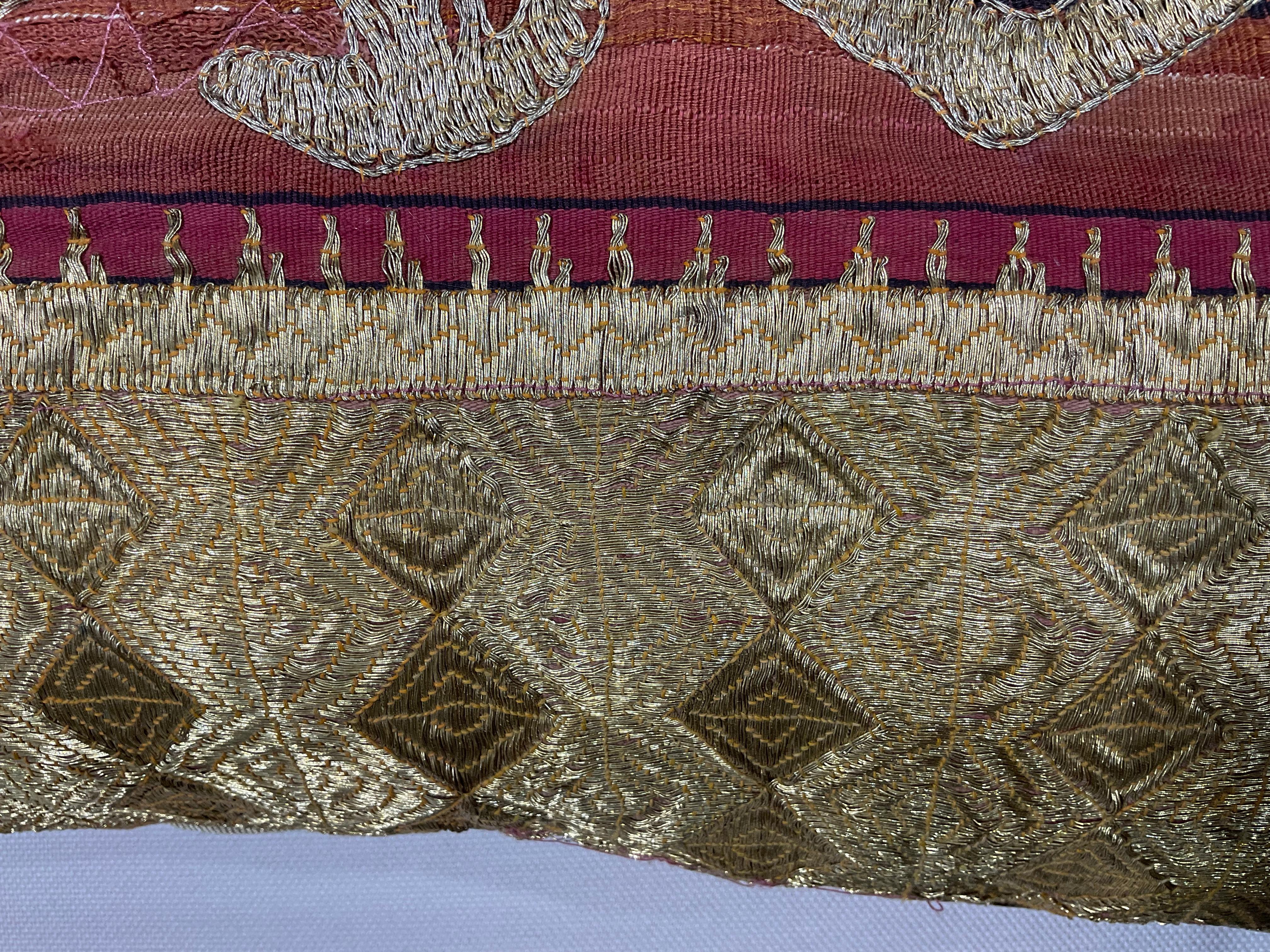Single Antique Embroidery Textile Pillow 6