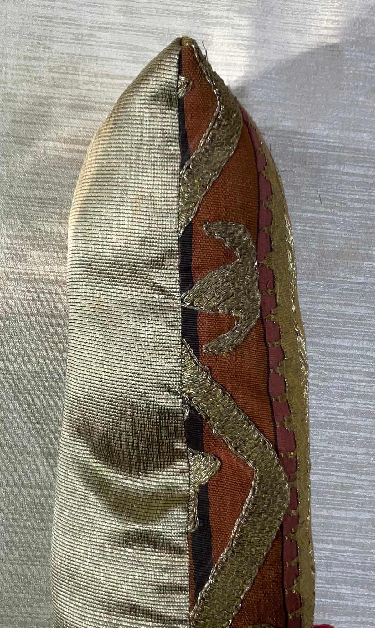 Turkestan Single Antique Embroidery Textile Pillow For Sale