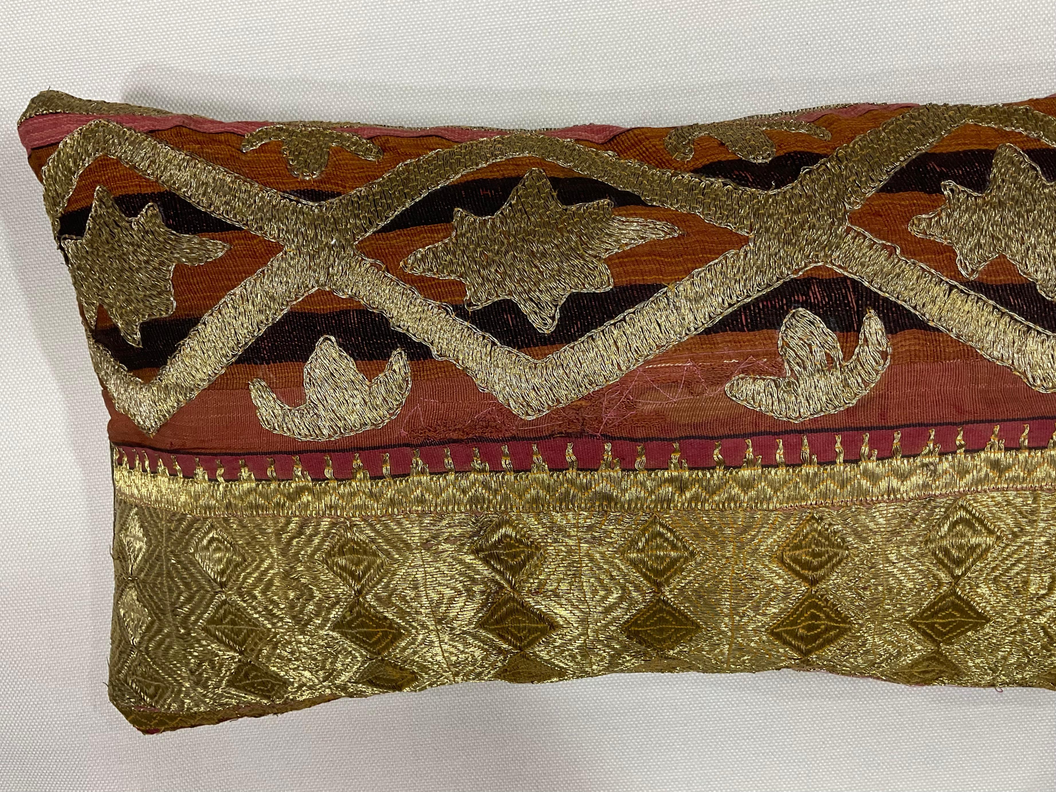 Hand-Crafted Single Antique Embroidery Textile Pillow
