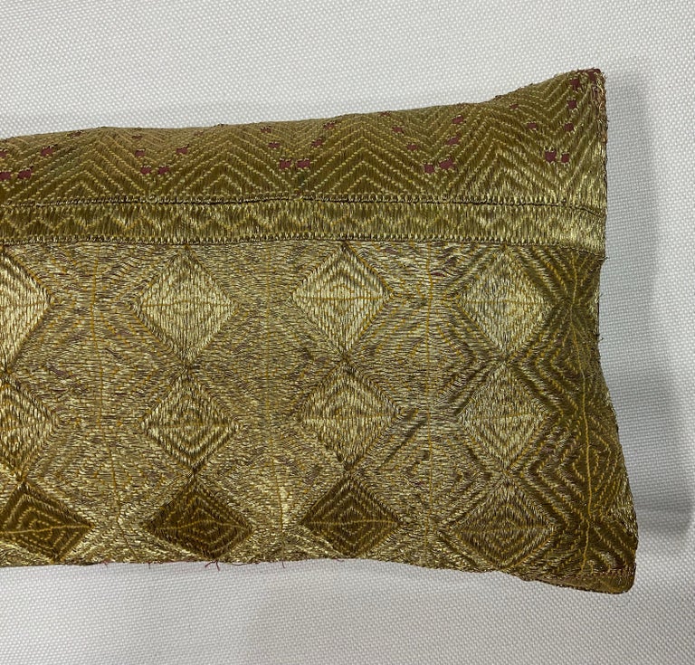 20th Century Single Antique Embroidery Textile Pillow  For Sale