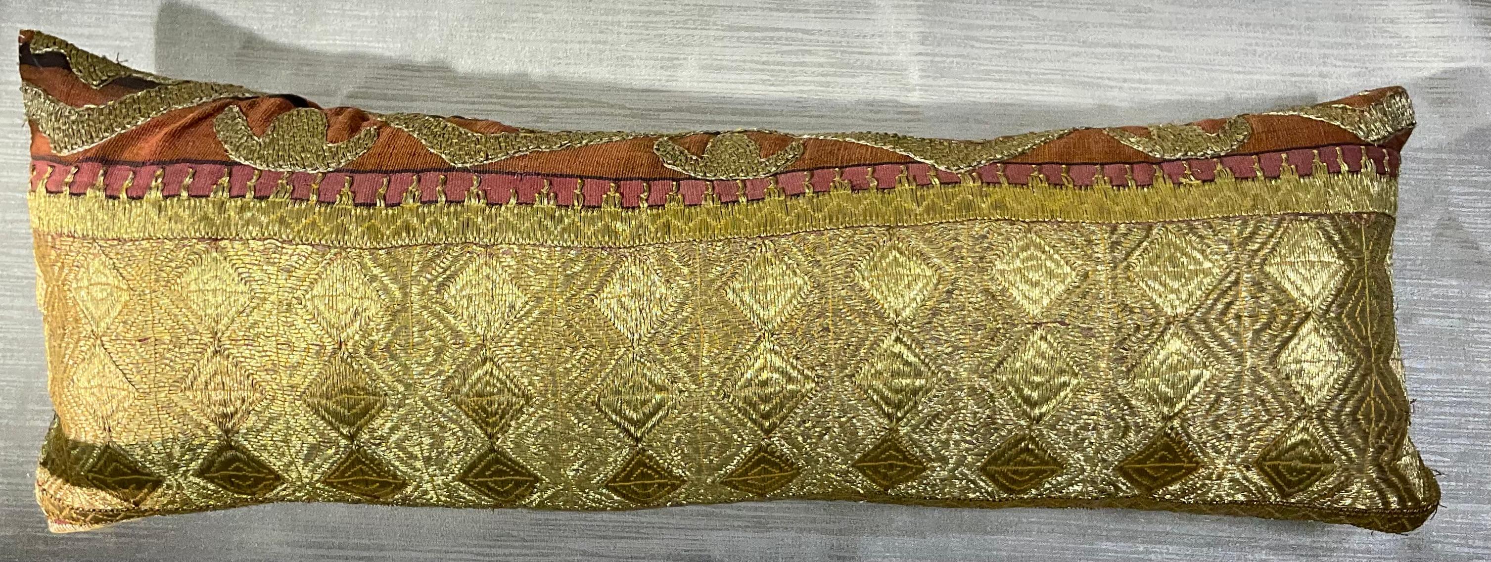 20th Century Single Antique Embroidery Textile Pillow For Sale