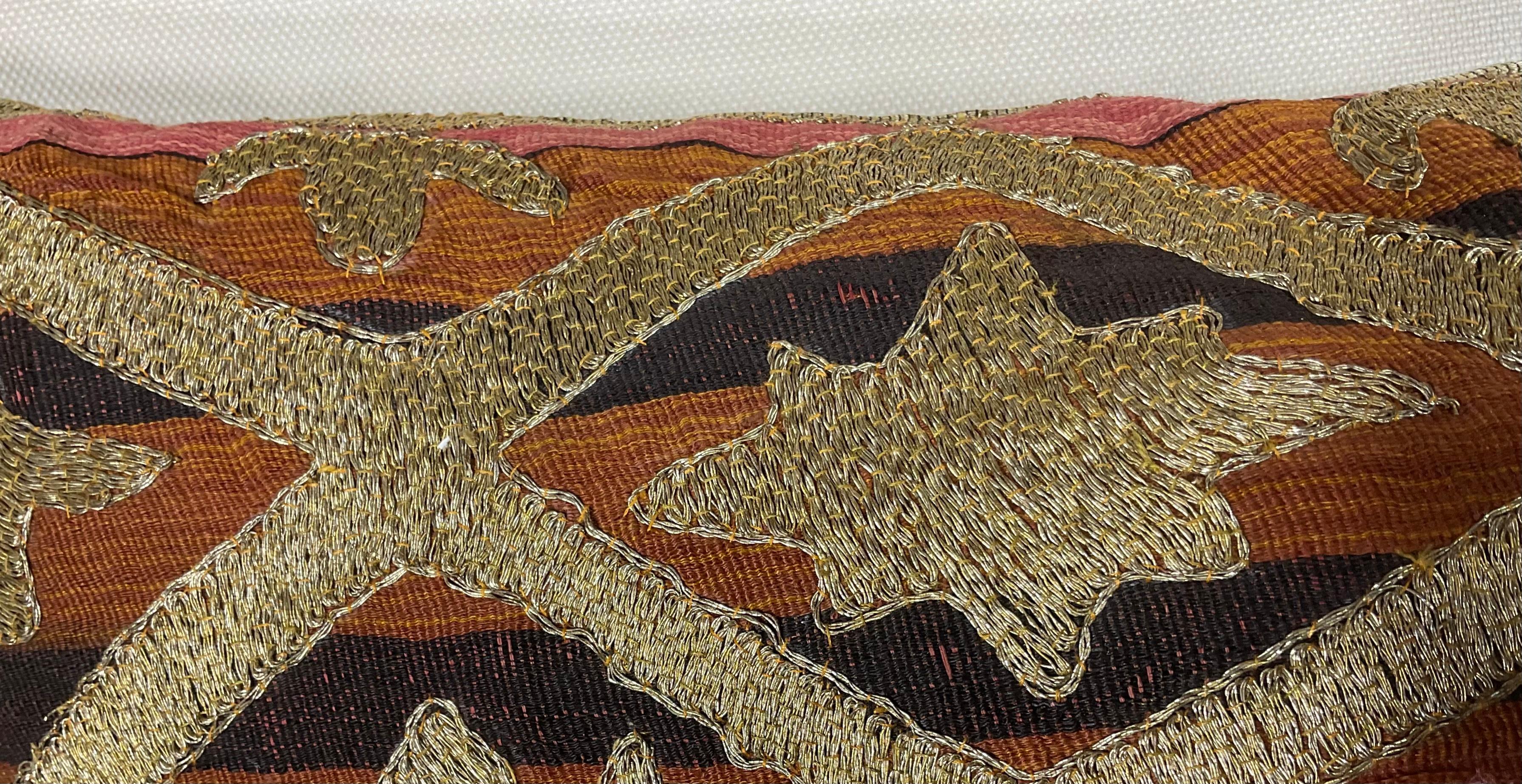 Single Antique Embroidery Textile Pillow 1