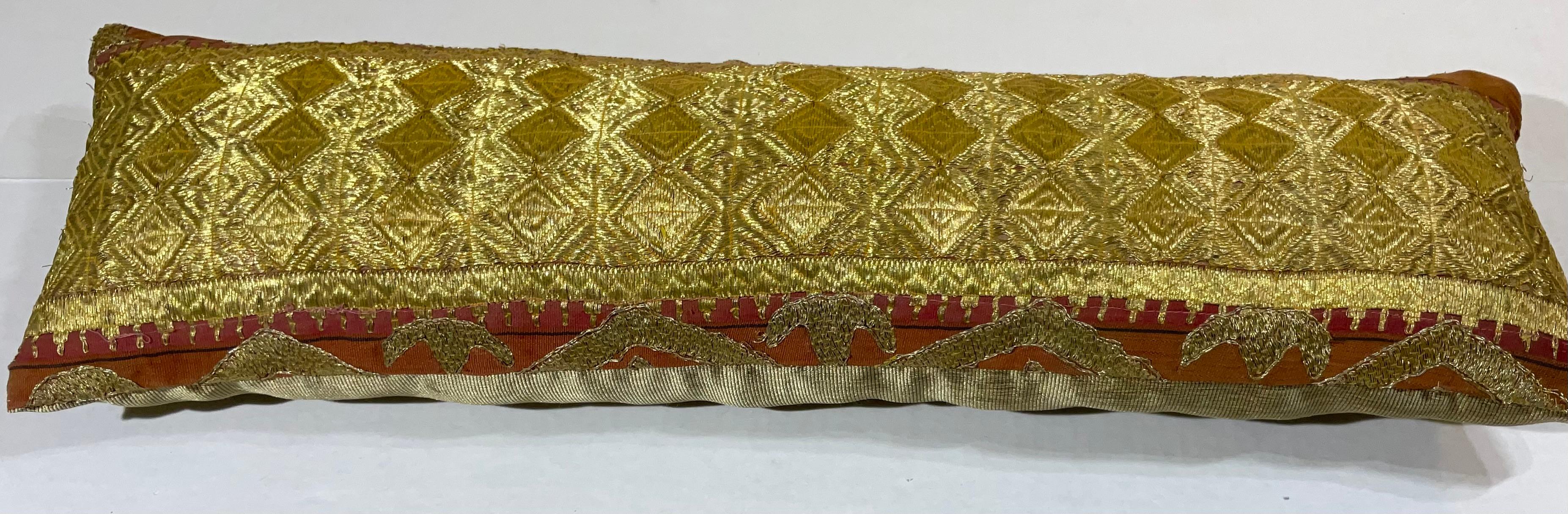 Single Antique Embroidery Textile Pillow For Sale 2