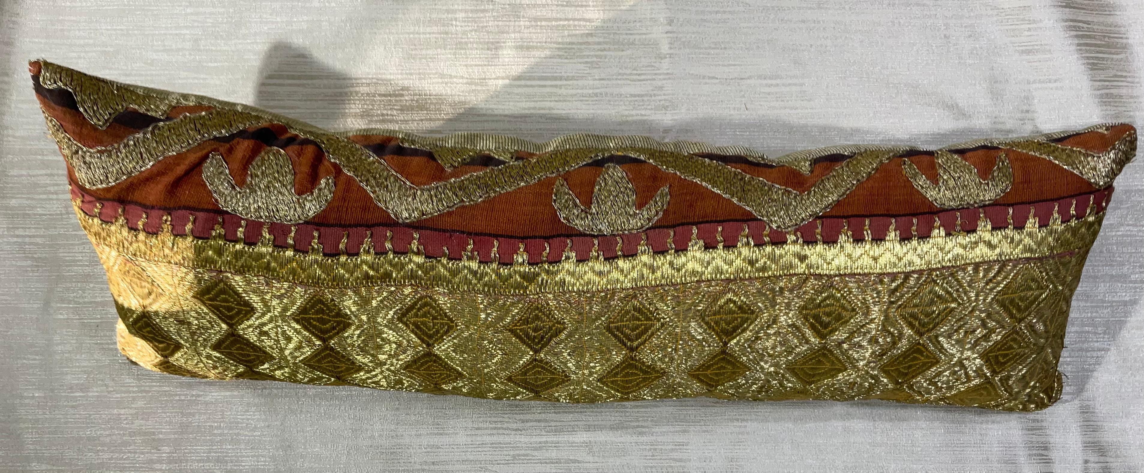 Single Antique Embroidery Textile Pillow For Sale 2