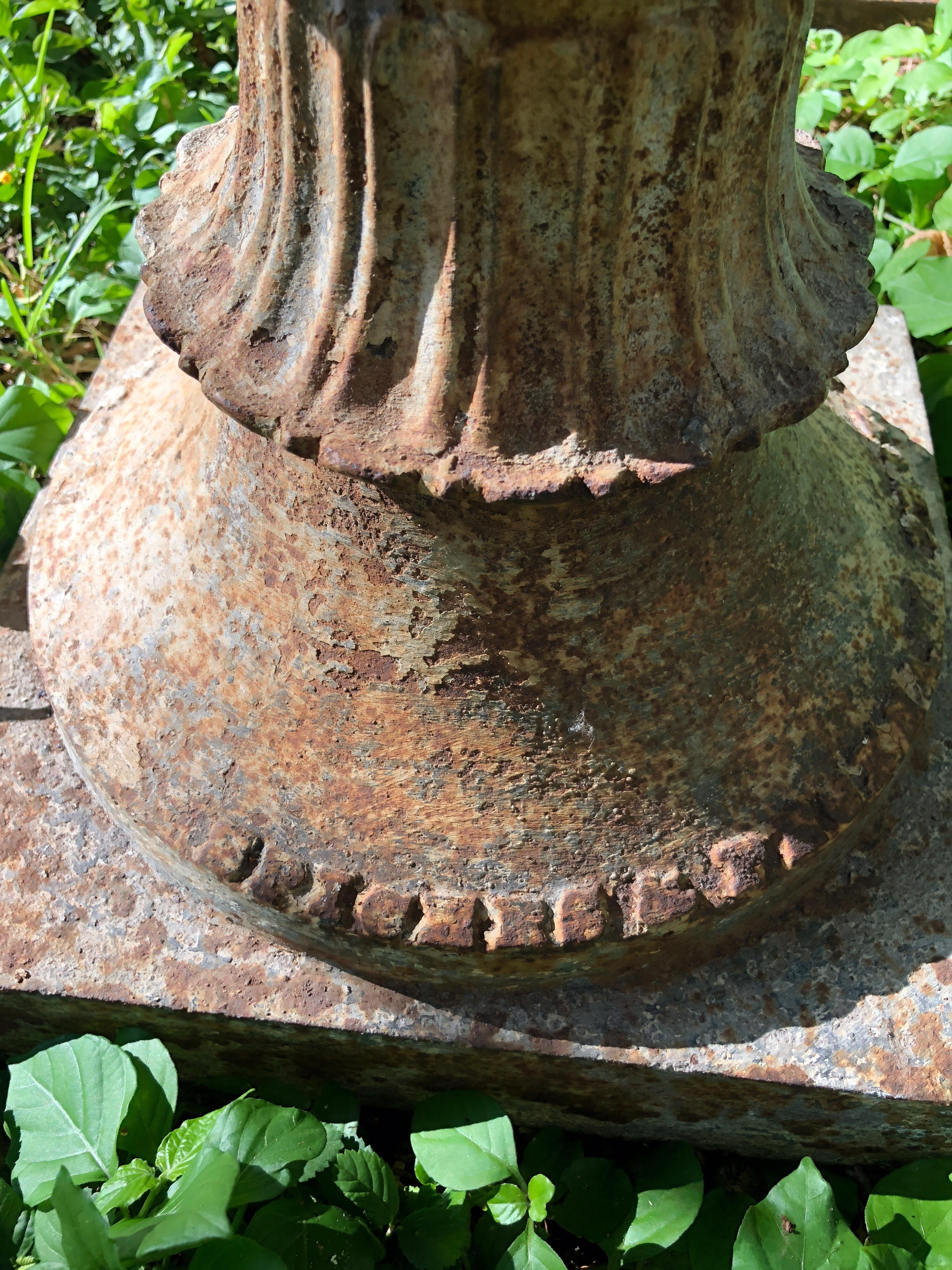 Single Antique English Cast Iron Garden Urn, Stamped Spicer & Peckham, 1887 For Sale 8