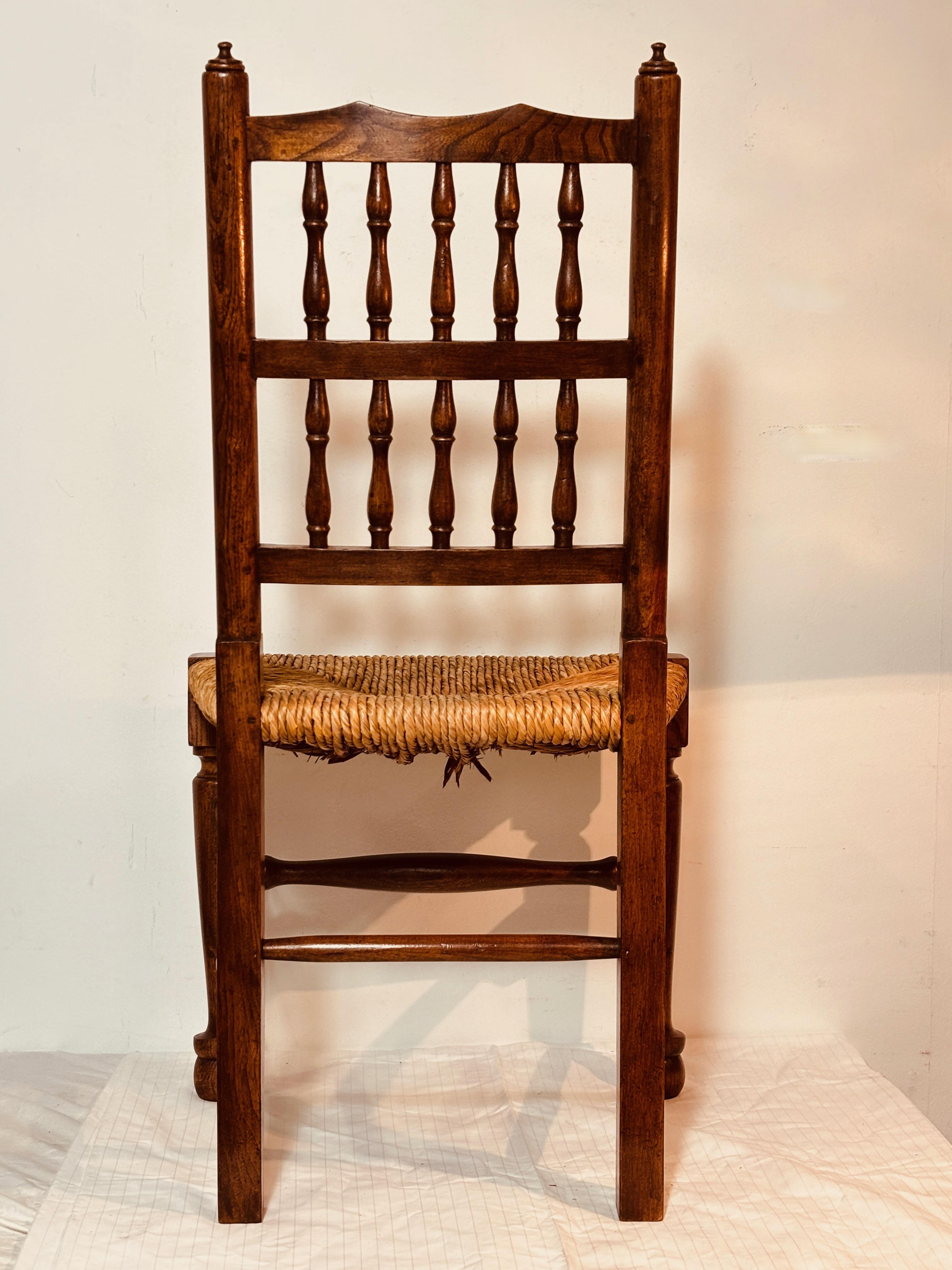 Single Antique English Lancashire Rush Seat Side Chair, Early 19th Century For Sale 2