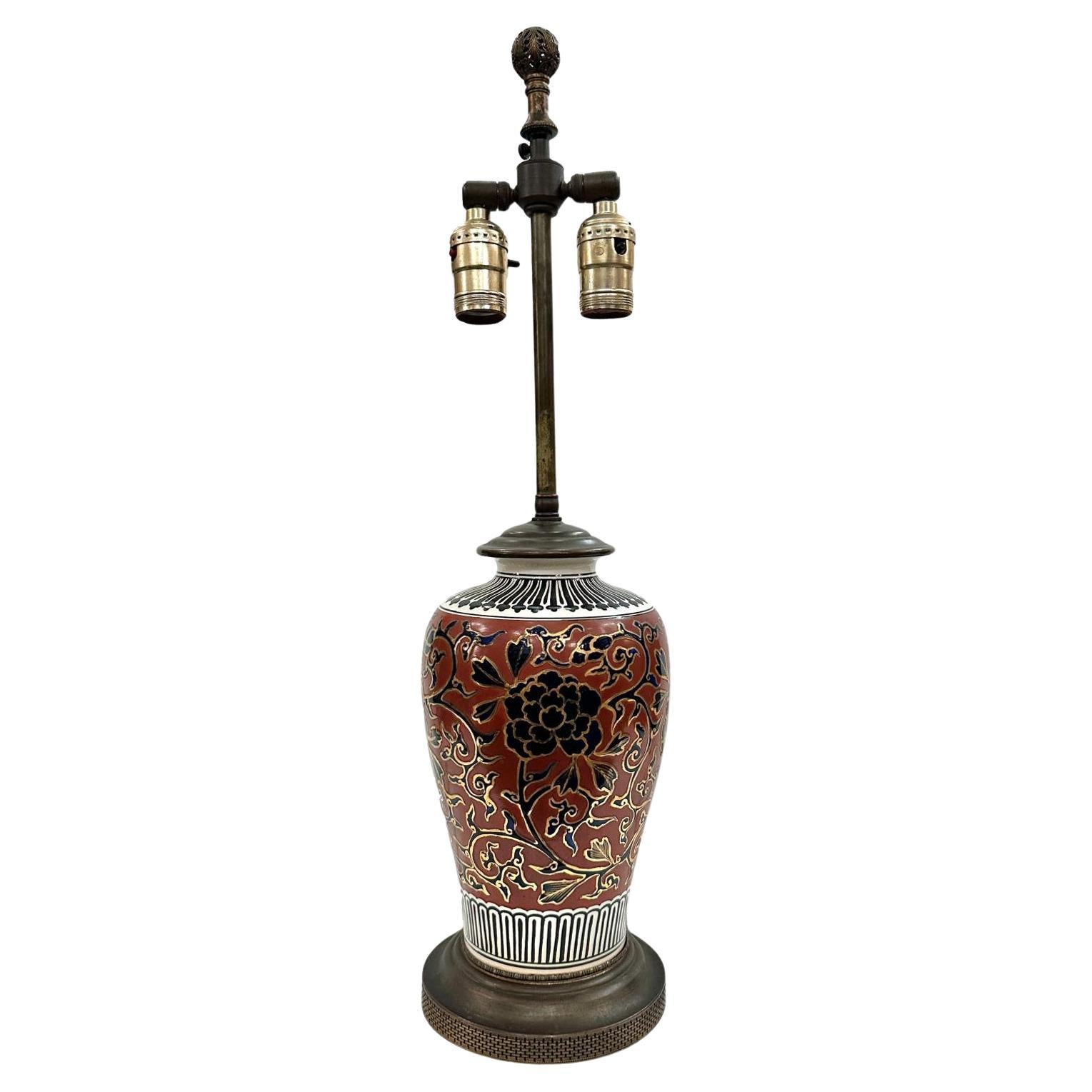 Single Antique English Porcelain Table Lamp