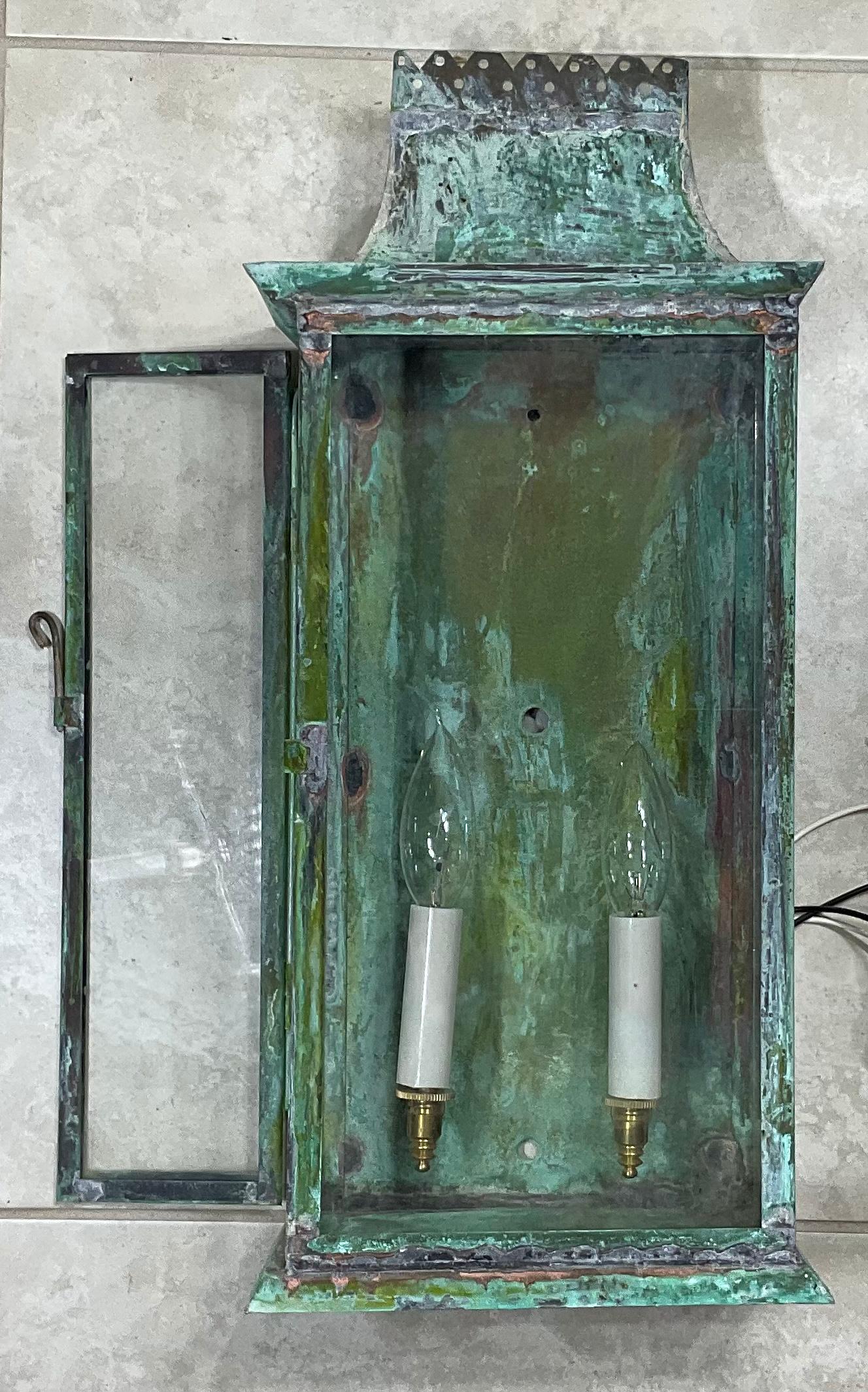 Single Antique French Handcrafted Solid Copper Wall Lantern 1
