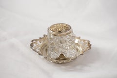 Single Antique Inkwell, Silver Plated Inkstand, Scotland 1900, B2809