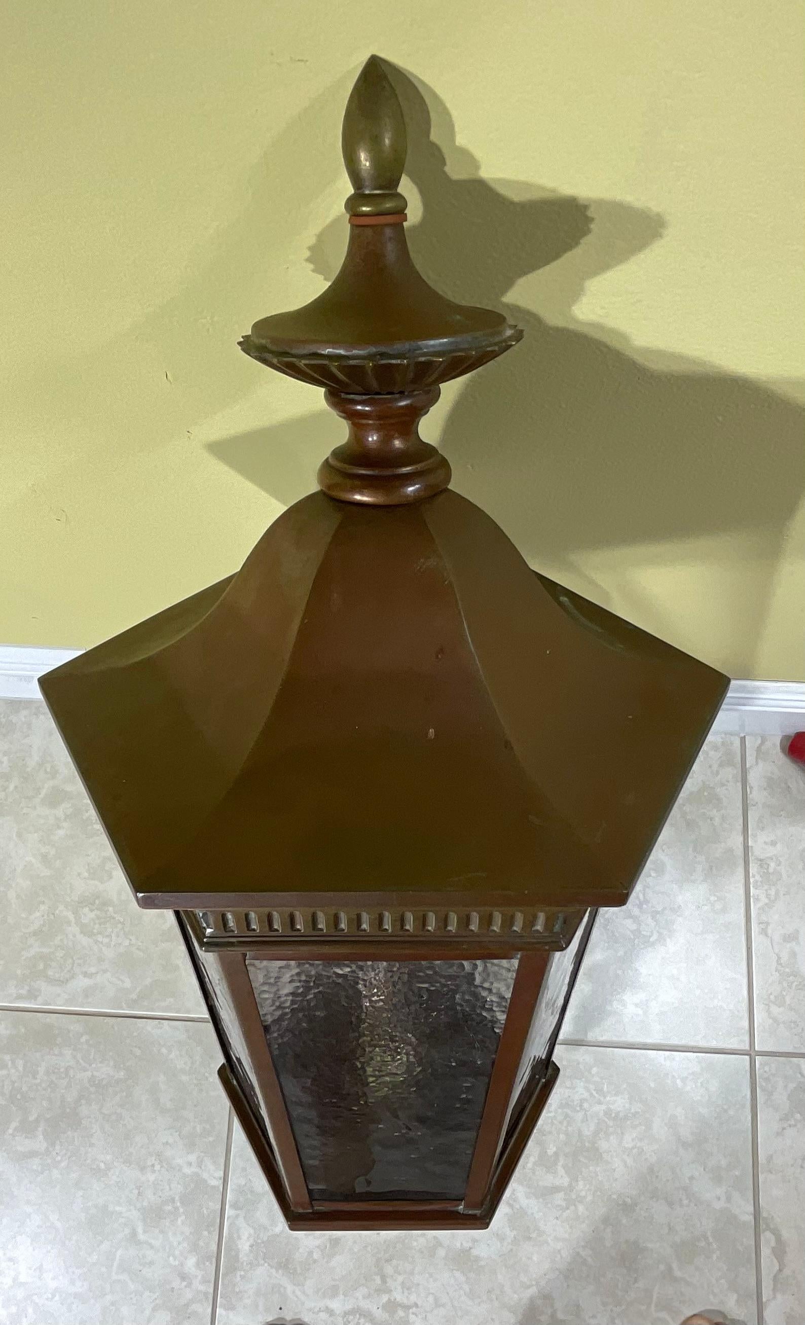Single Antique One Of A Kind  Handcrafted Solid Copper And Bronze Wall Lantern For Sale 6