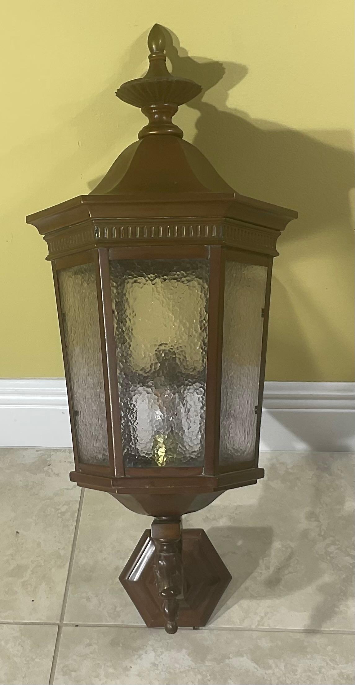 Single Antique One Of A Kind  Handcrafted Solid Copper And Bronze Wall Lantern For Sale 7