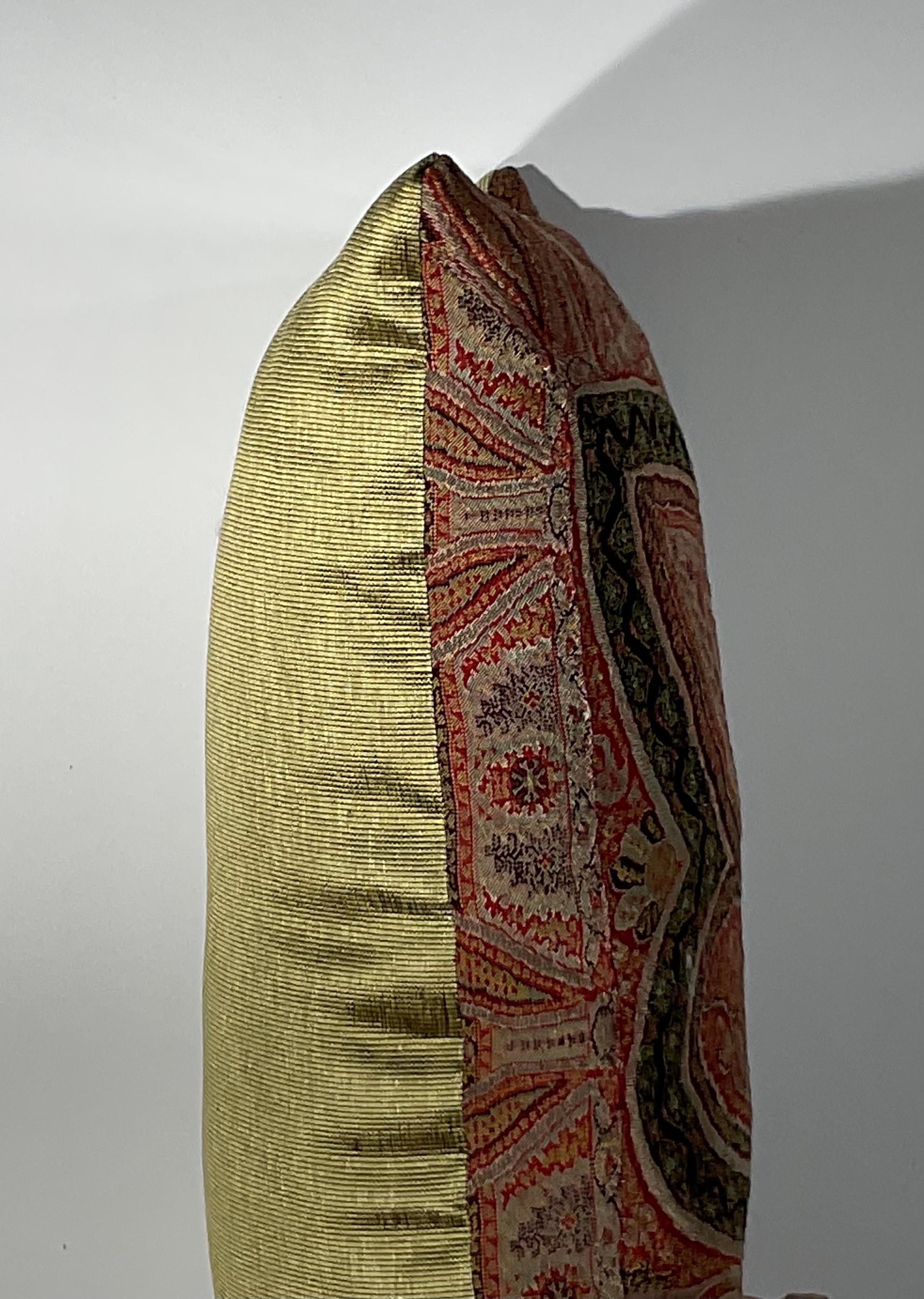 Single Antique Pillow Made from Kashmir Shawl For Sale 4