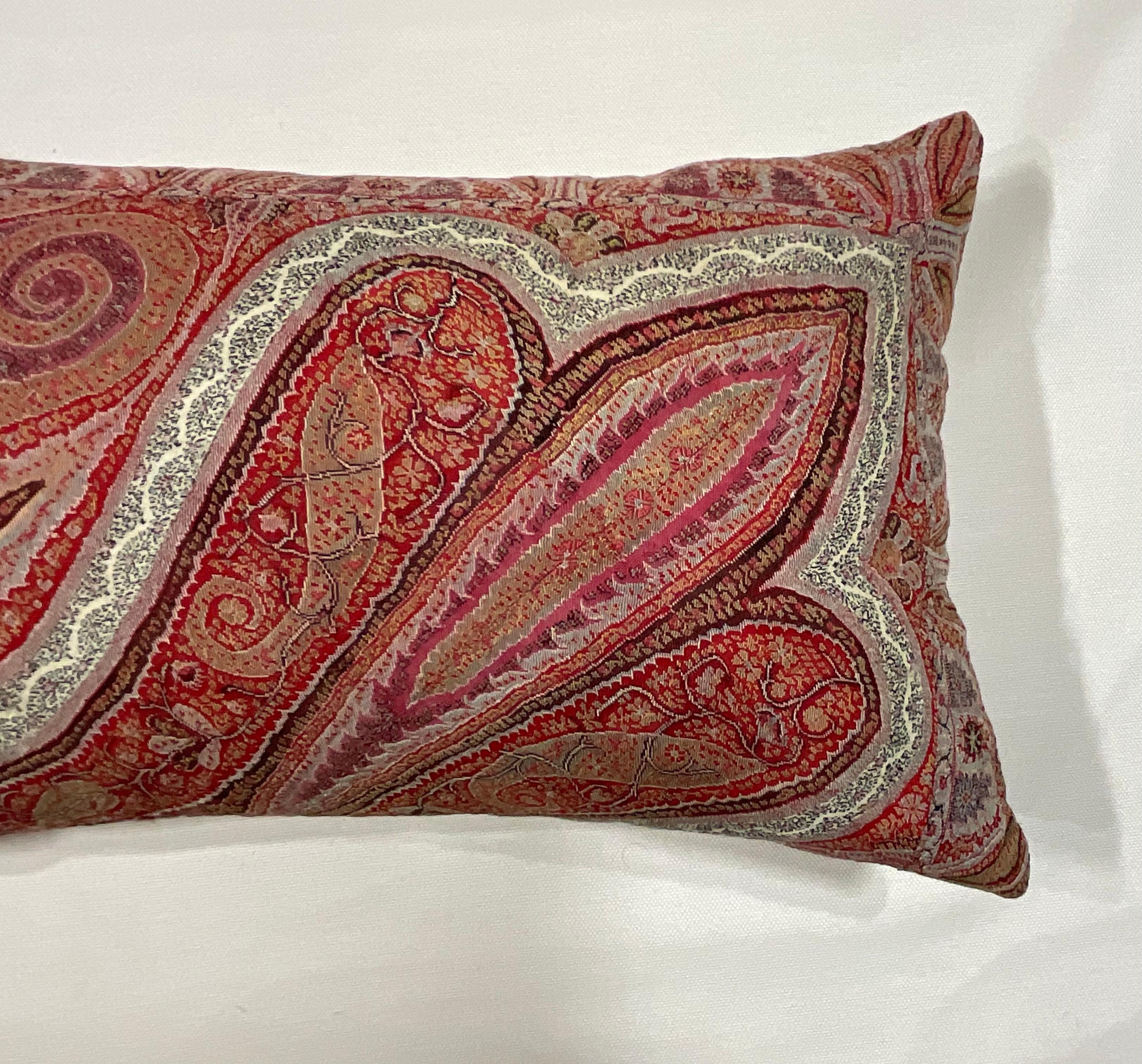 Beautiful pillow made of antique Indian handmade Paisley Textile, fresh insert, fine cotton backing.
 