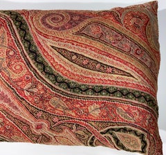 Almohada individual antigua hecha con chal de Cachemira