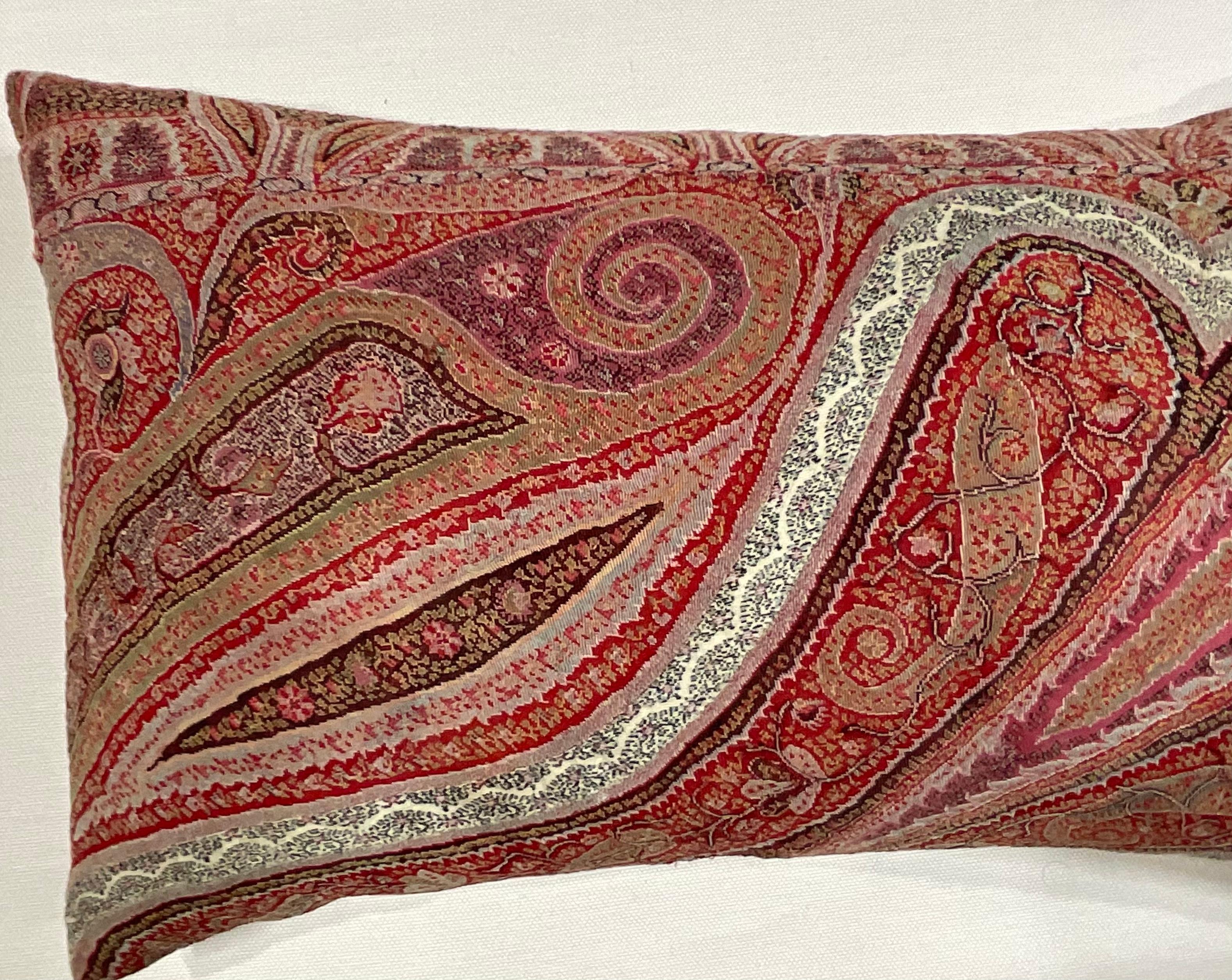 Embroidered Single Antique Pillow Made from Kashmir Shawl