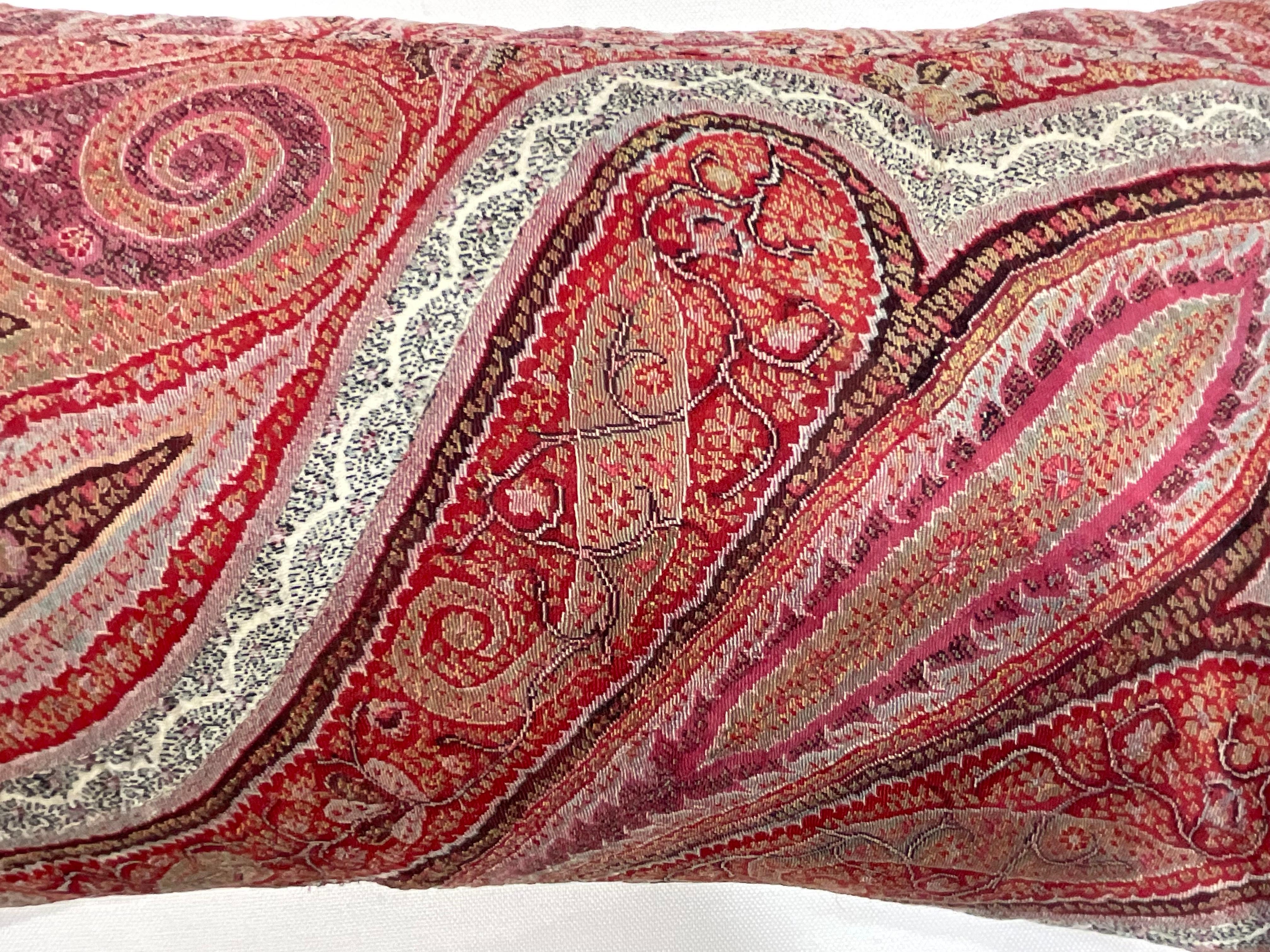 Single Antique Pillow Made from Kashmir Shawl In Good Condition In Delray Beach, FL