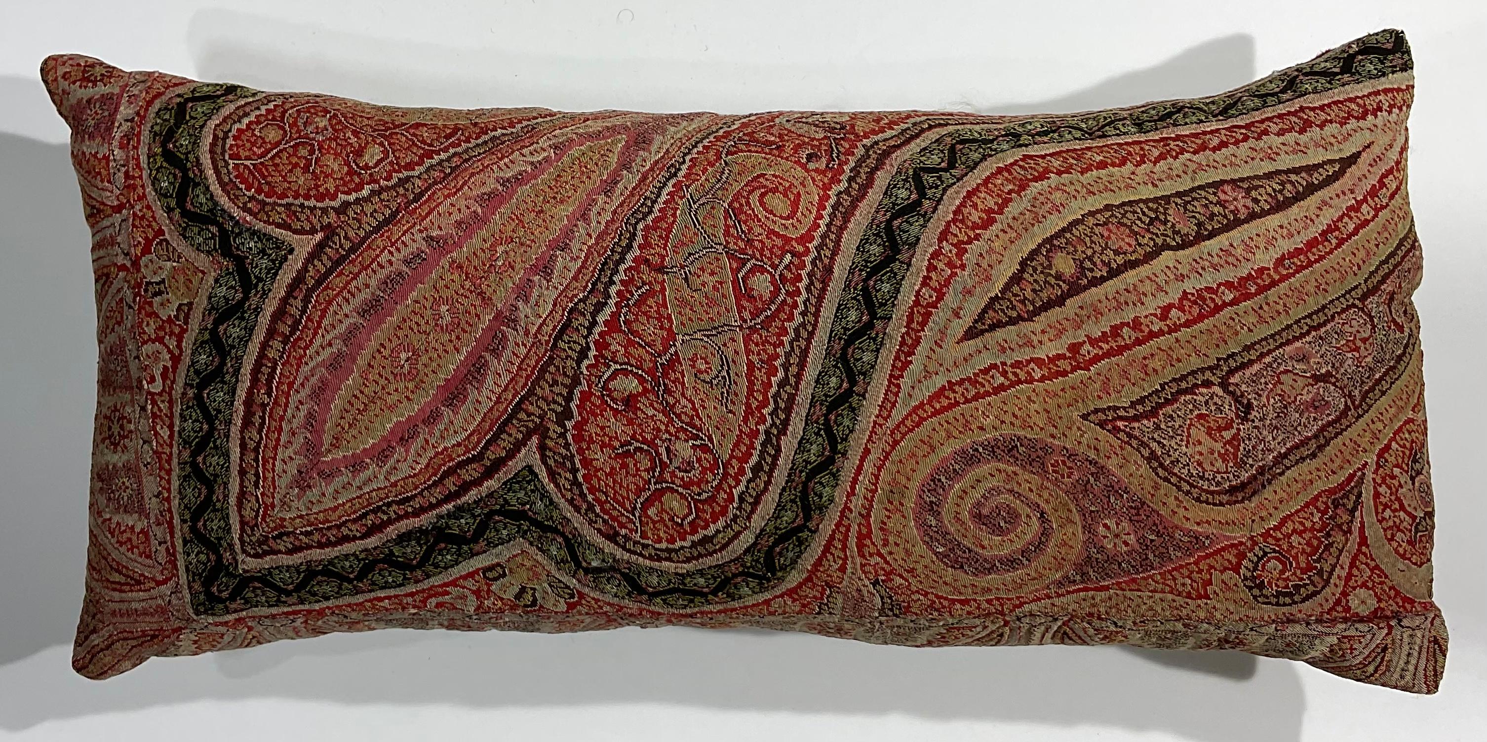 20th Century Single Antique Pillow Made from Kashmir Shawl For Sale