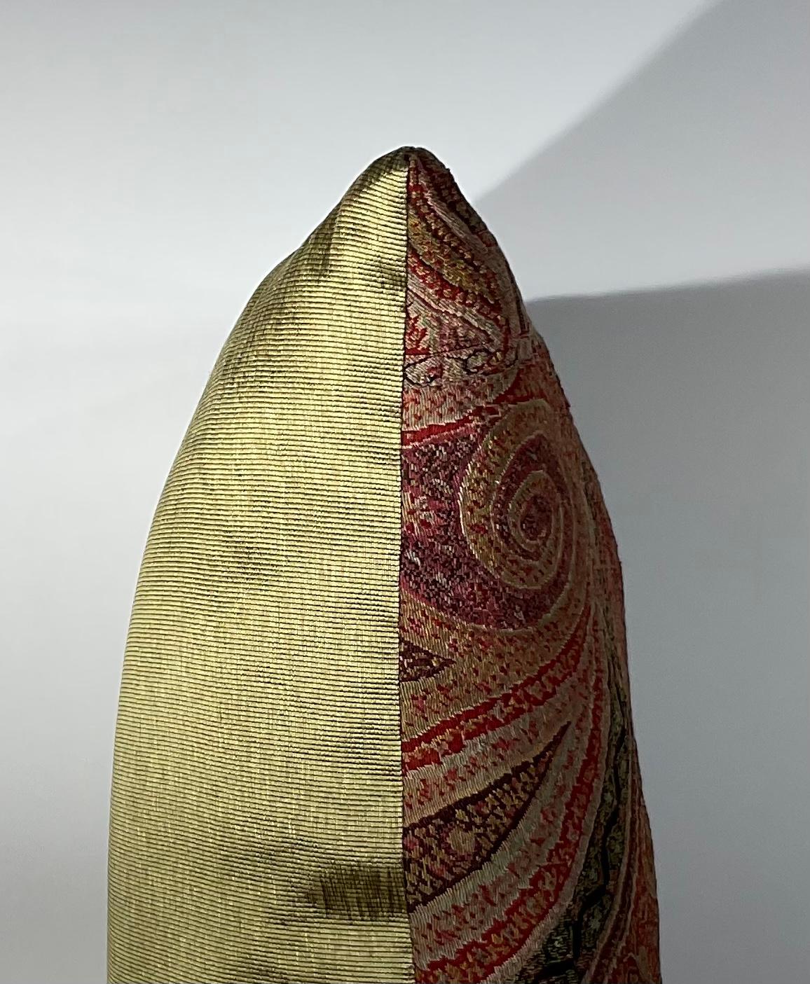 Single Antique Pillow Made from Kashmir Shawl For Sale 2