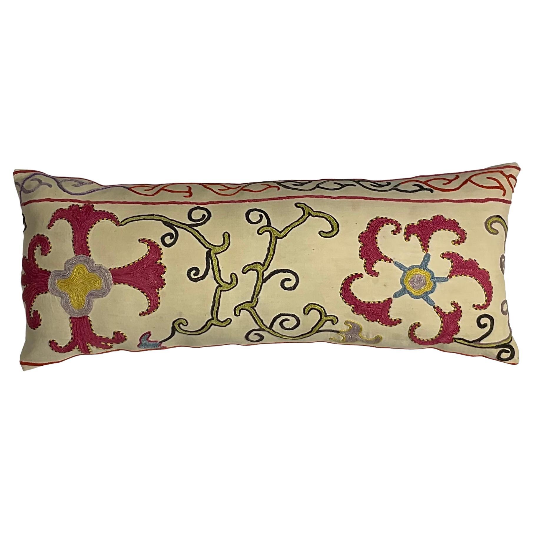Single Antique Silk Embroidery Suzani Pillow