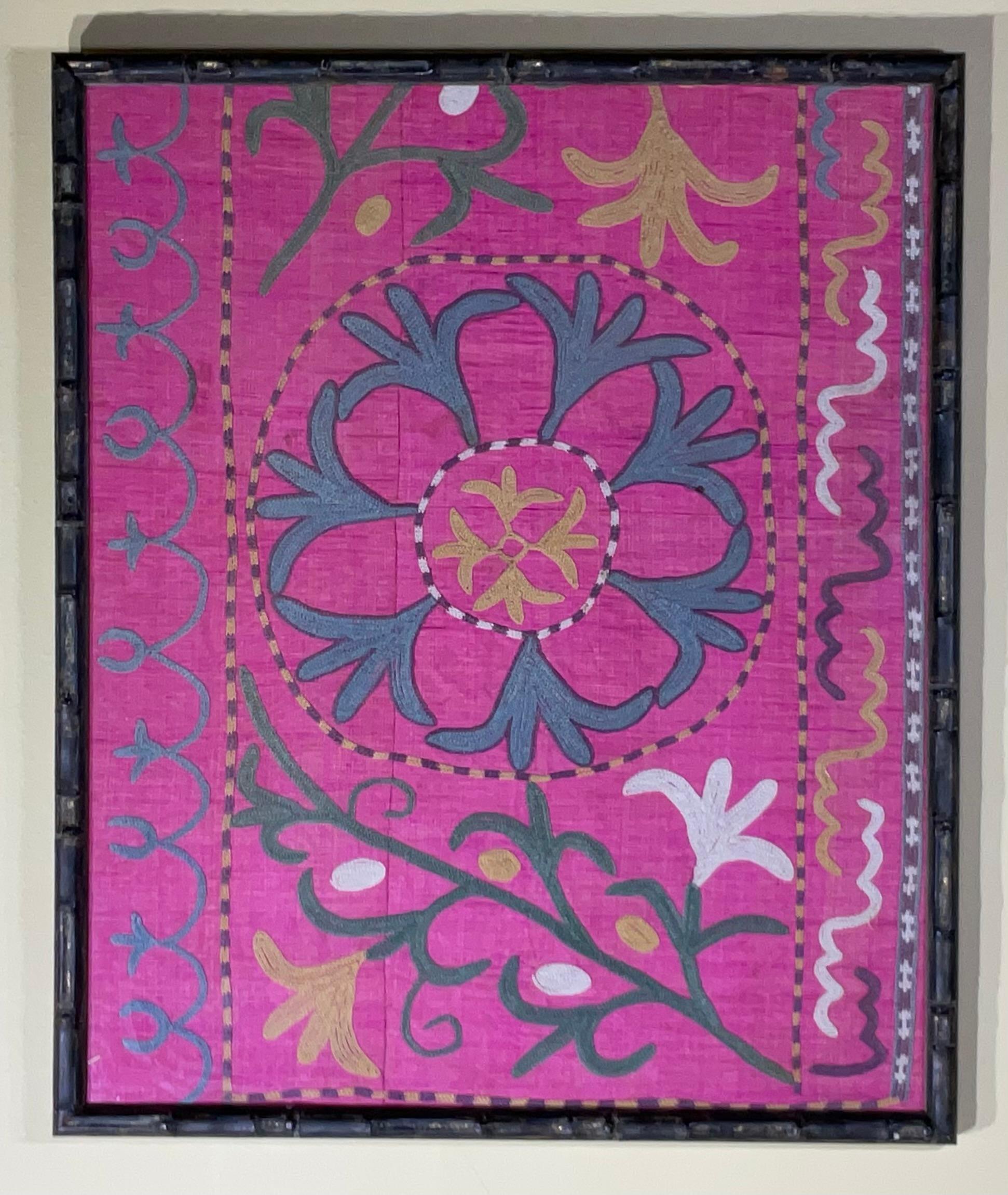 Single  Antique Silk Suzani Wall Hanging For Sale 4