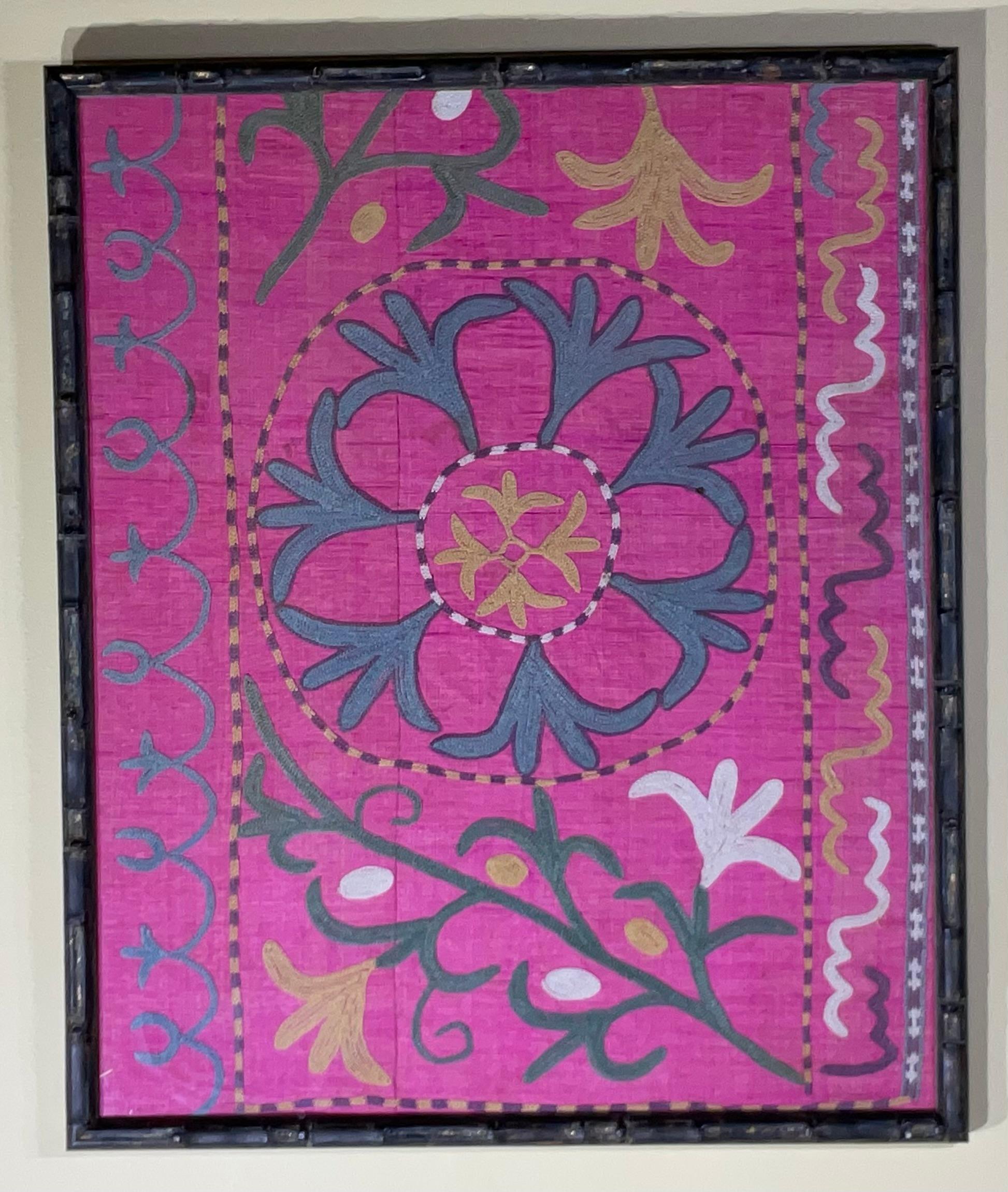 Single  Antique Silk Suzani Wall Hanging For Sale 6