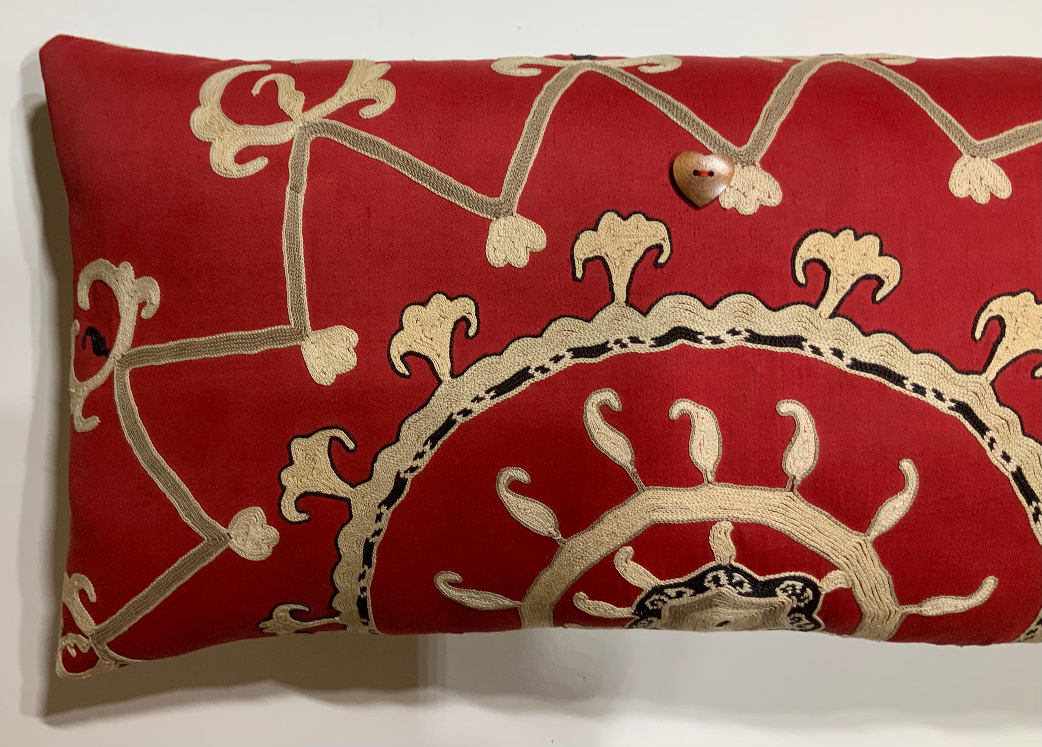 Embroidered Single Antique Suzani Pillow