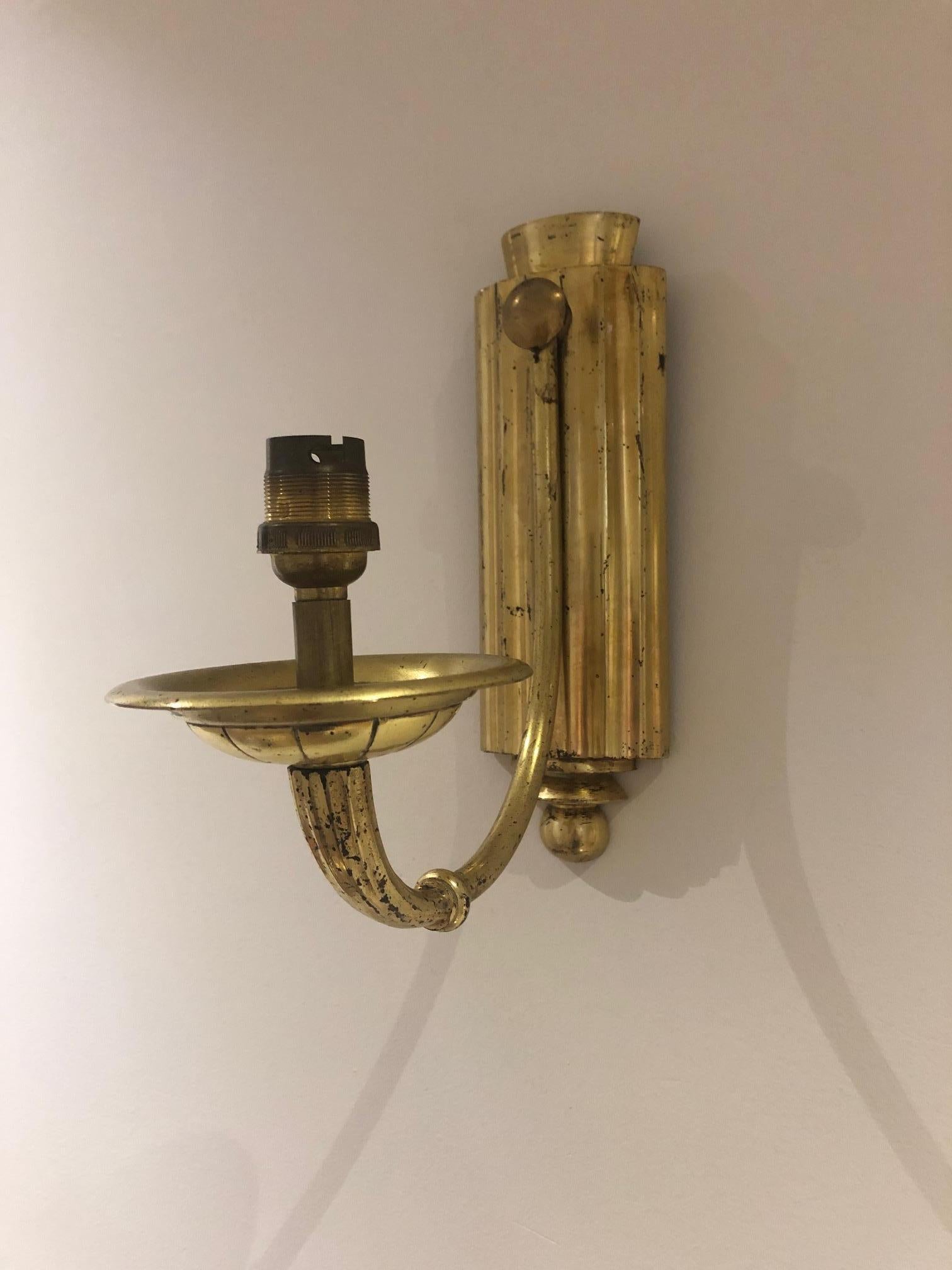 Single Arm Art Deco Brass Sconces 1