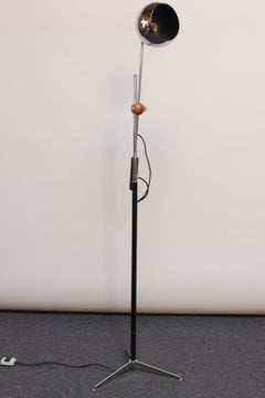 Single-Arm Counterbalance Chrome Globe Floor Lamp by Arteluce
