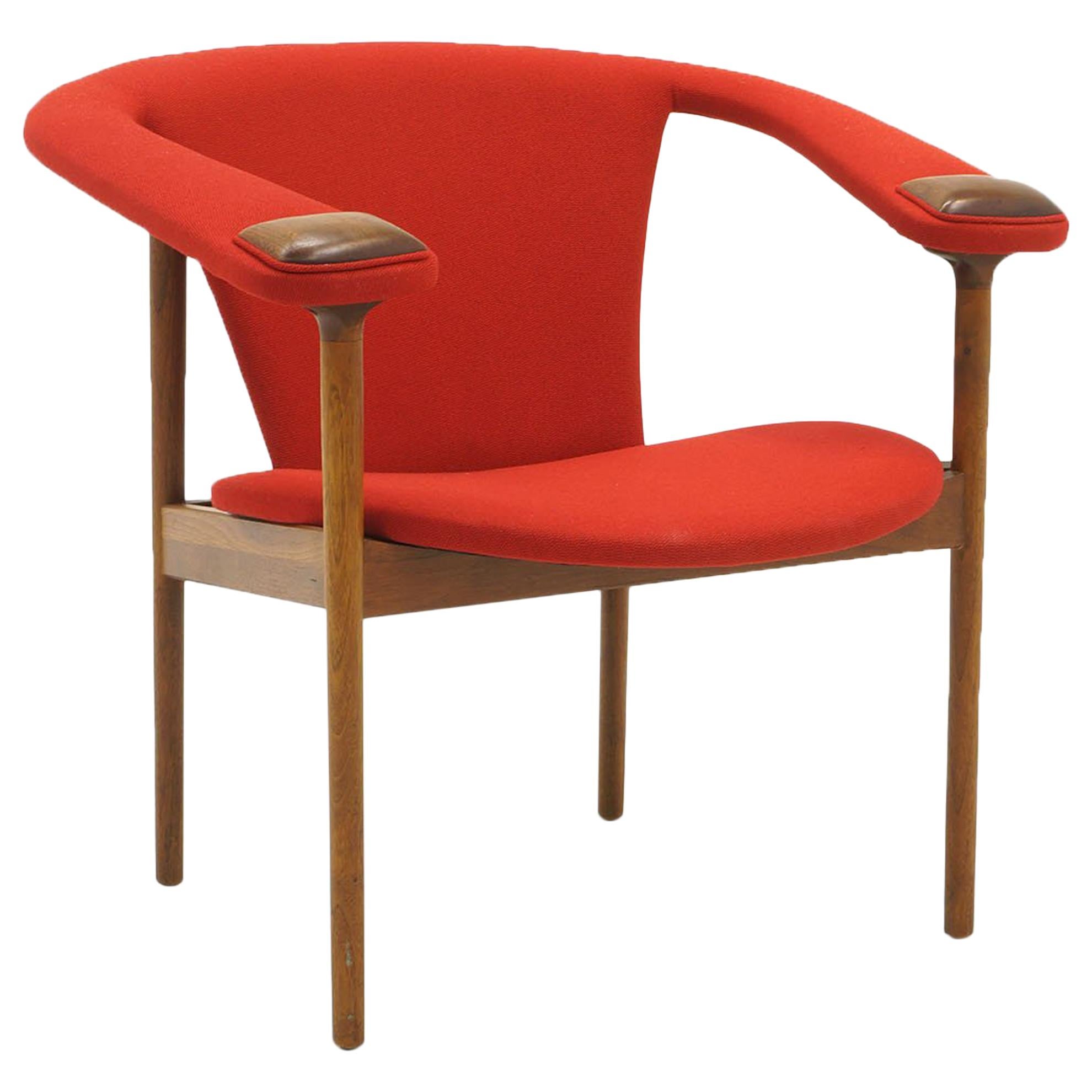 Single Arm Lounge Chair by Adrian Pearsall, Expertly Restored, Red Knoll Fabric