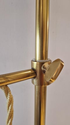 Single arm swing arm Library Light in Antique Brass with Silk pleated shade