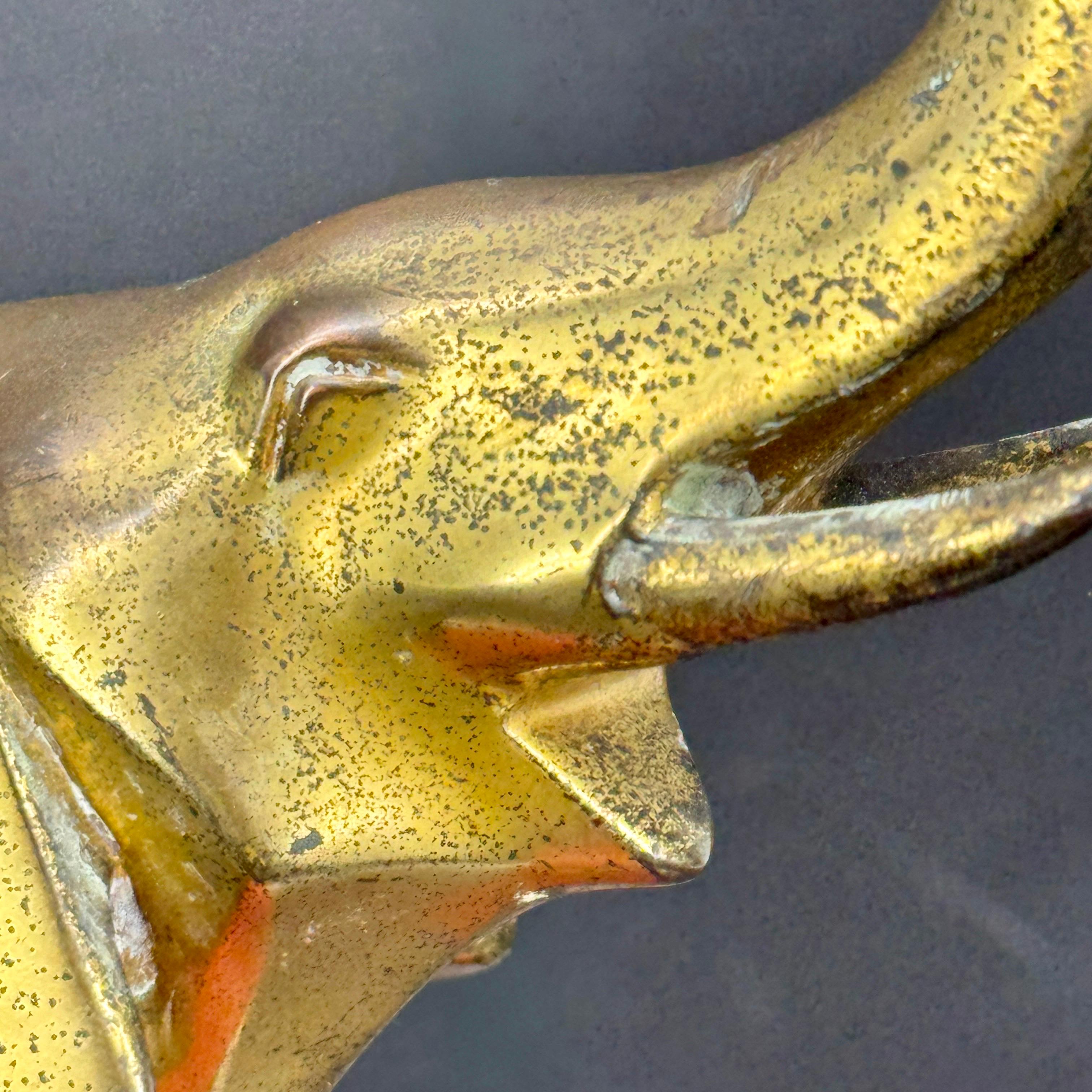 Single Art Deco Elephant Metal Bookend Sculpture For Sale 6