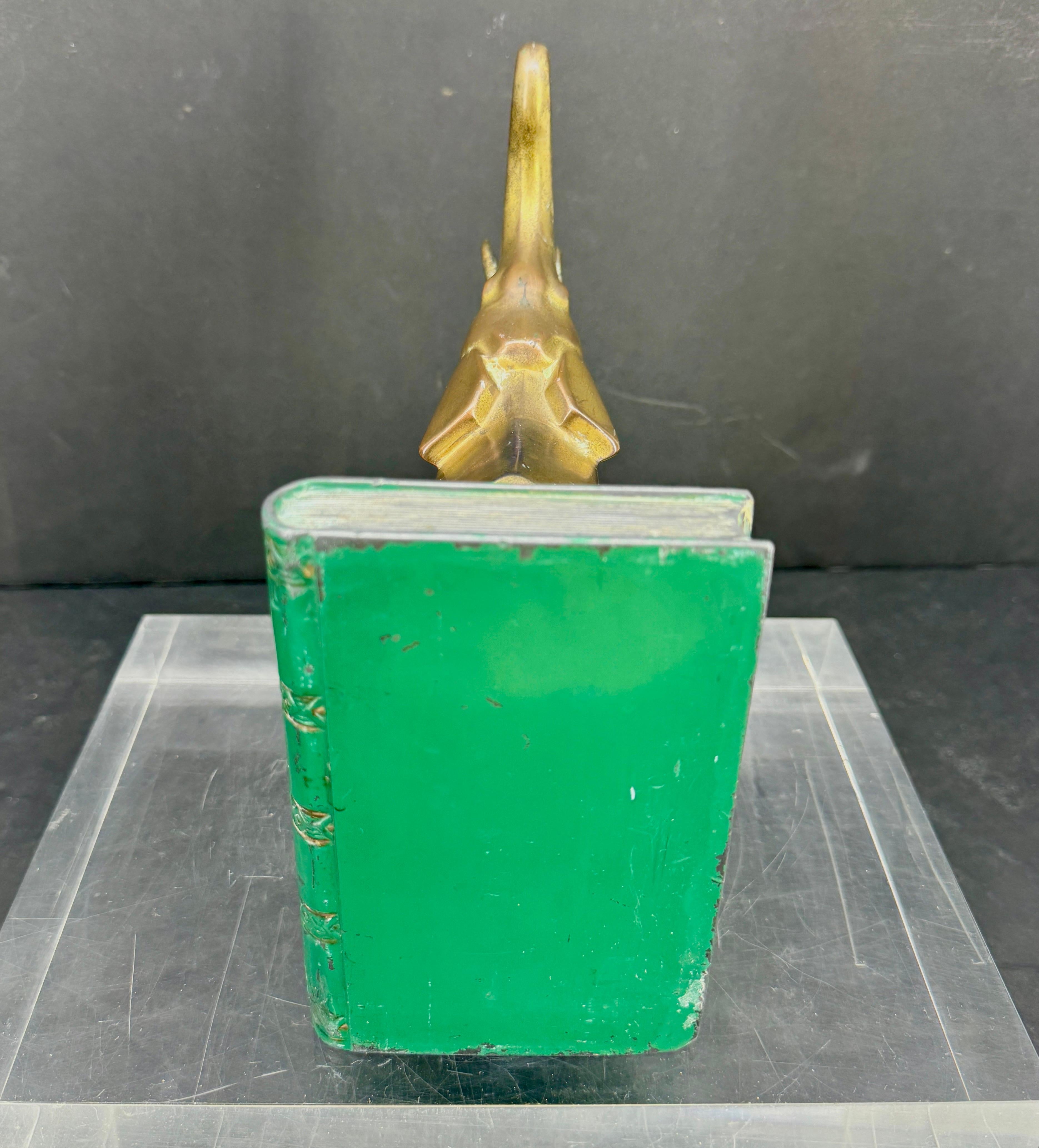 Single Art Deco Elephant Metal Bookend Sculpture For Sale 7