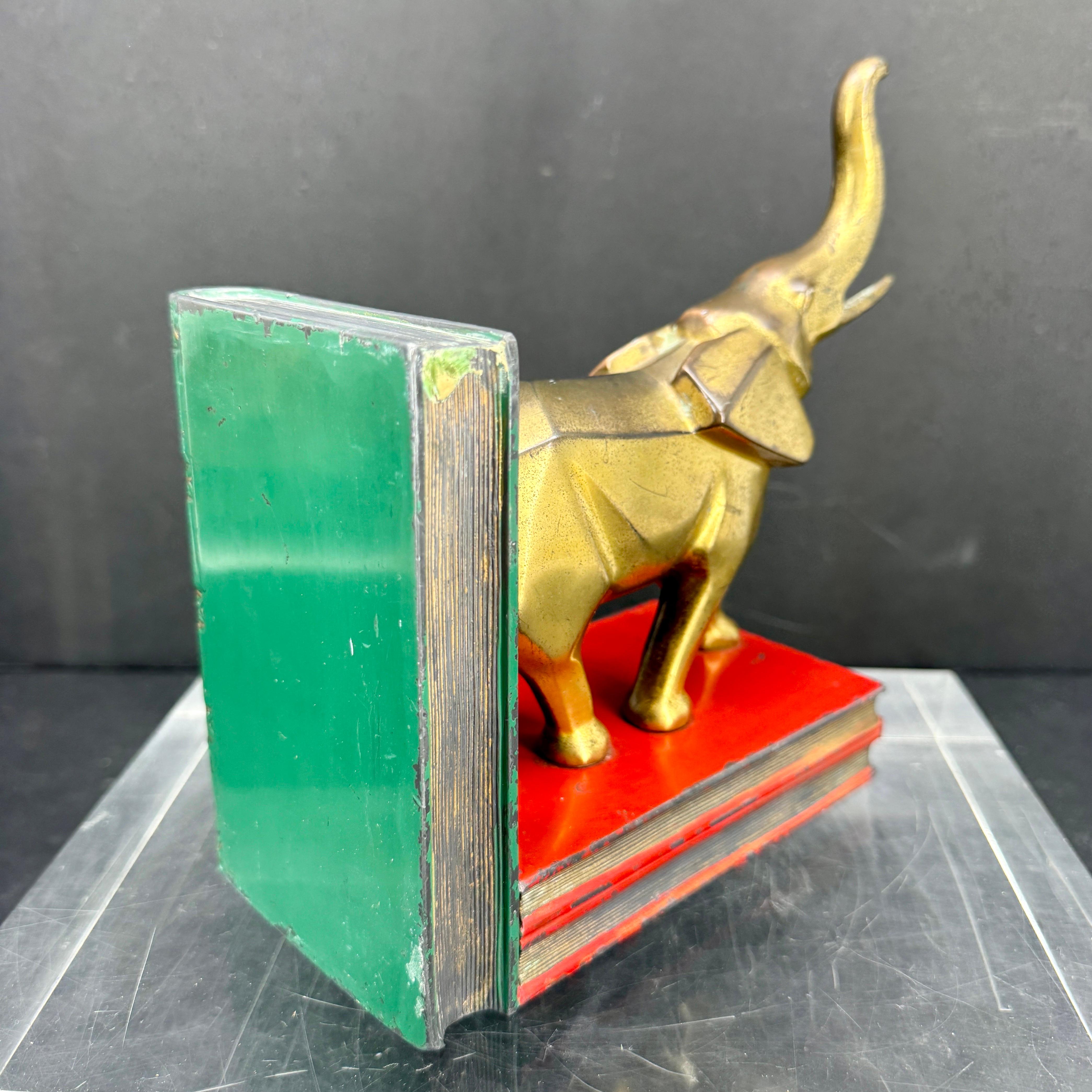 Single Art Deco Elephant Metal Bookend Sculpture For Sale 8