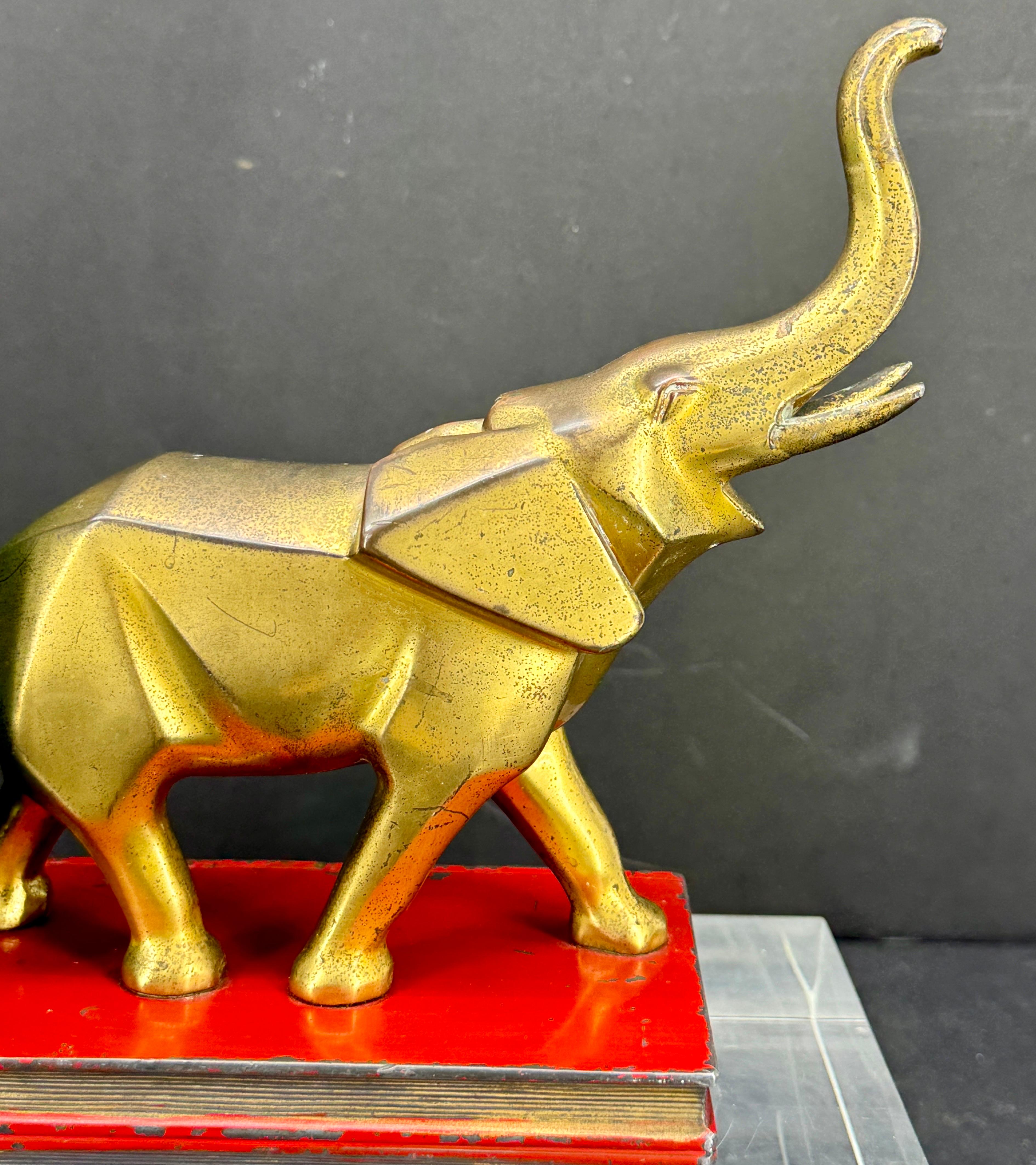 Single Art Deco Elephant Metal Bookend Sculpture For Sale 3