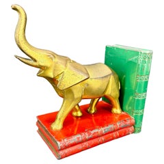 Single Art Deco Elephant Metal Bookend Sculpture