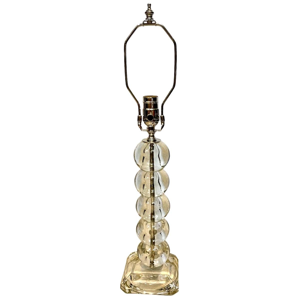 Single Art Deco Glass Lamp For Sale