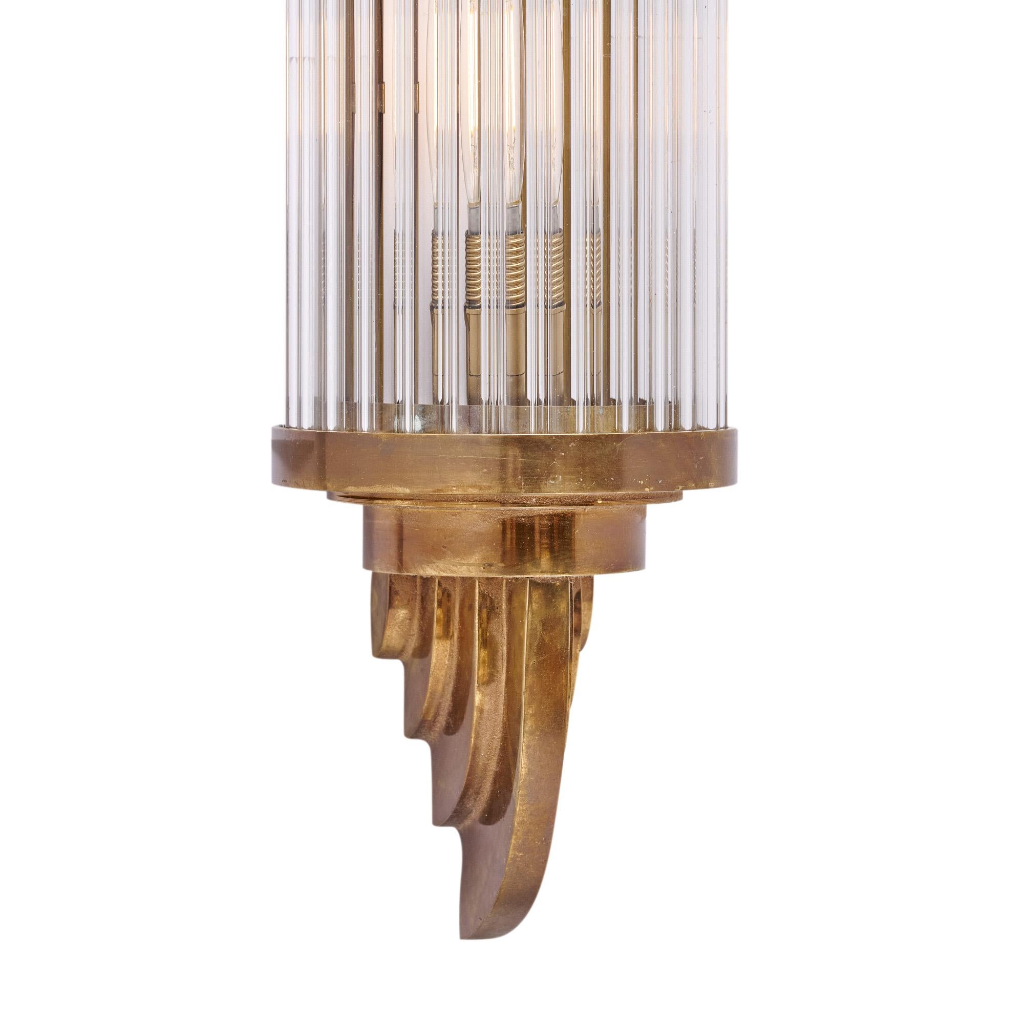 Lámpara de cristal francesa de época Art Déco simple Francés en venta