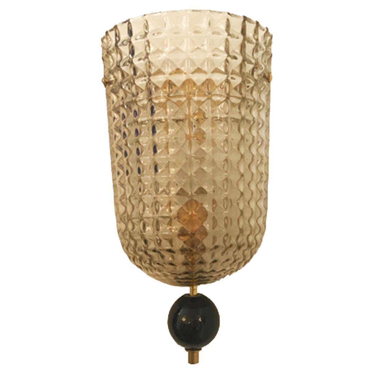 Single Art Deco Style Murano Glass Demilune Wall Light, in Stock