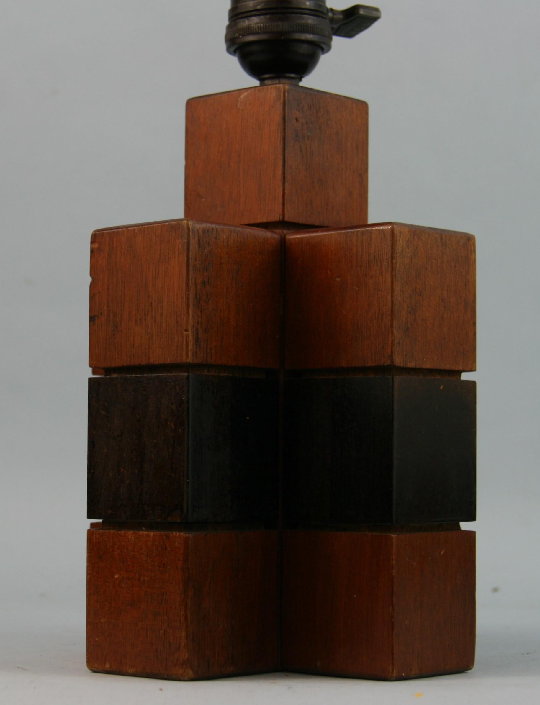 Mid-20th Century Scandinavian  Artisan Made Cube Wood Lamp 1950 For Sale