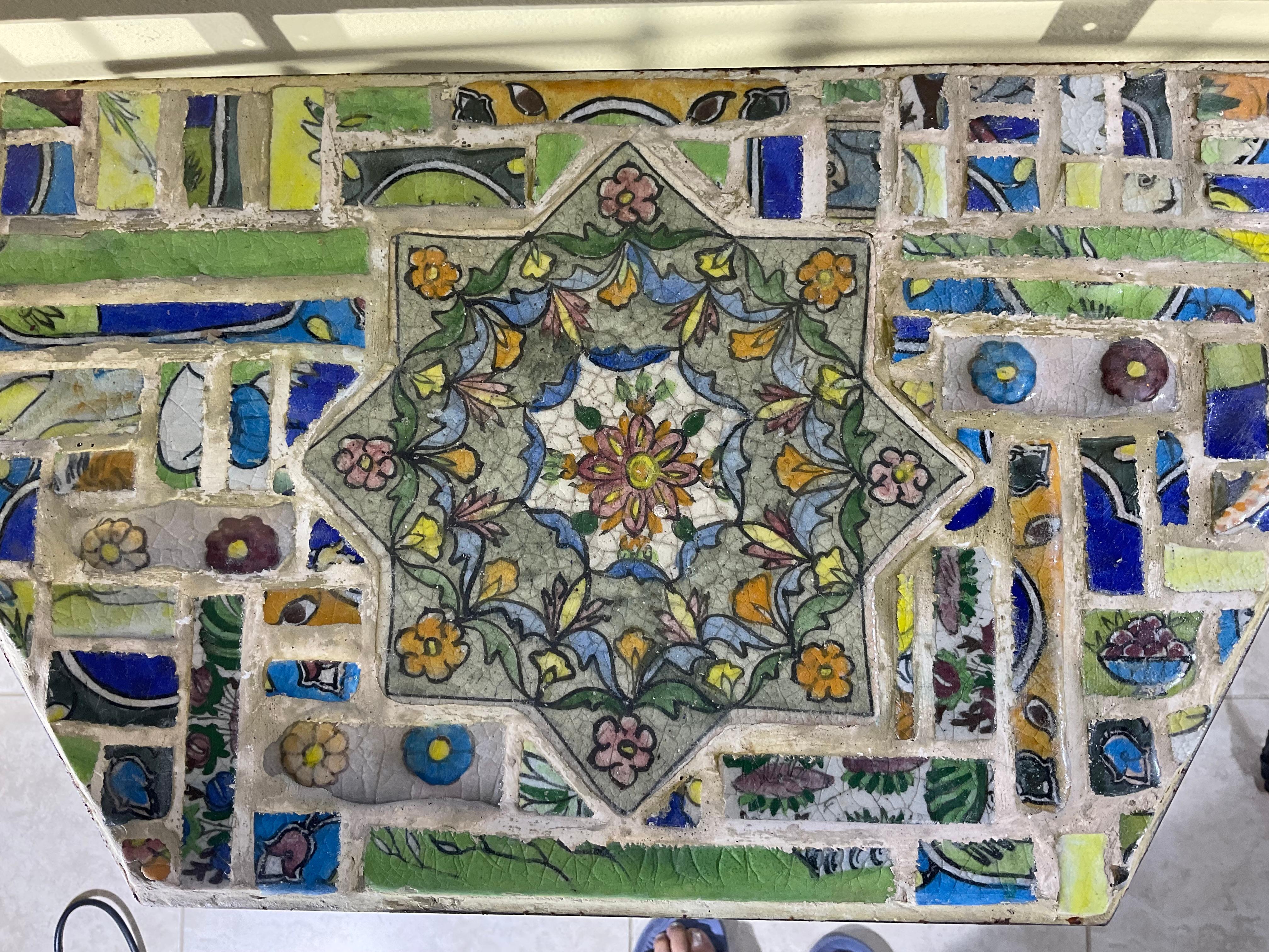Einzelne Artistic Hand Schmiedeeisen und Keramikfliese Konsol im Zustand „Gut“ im Angebot in Delray Beach, FL