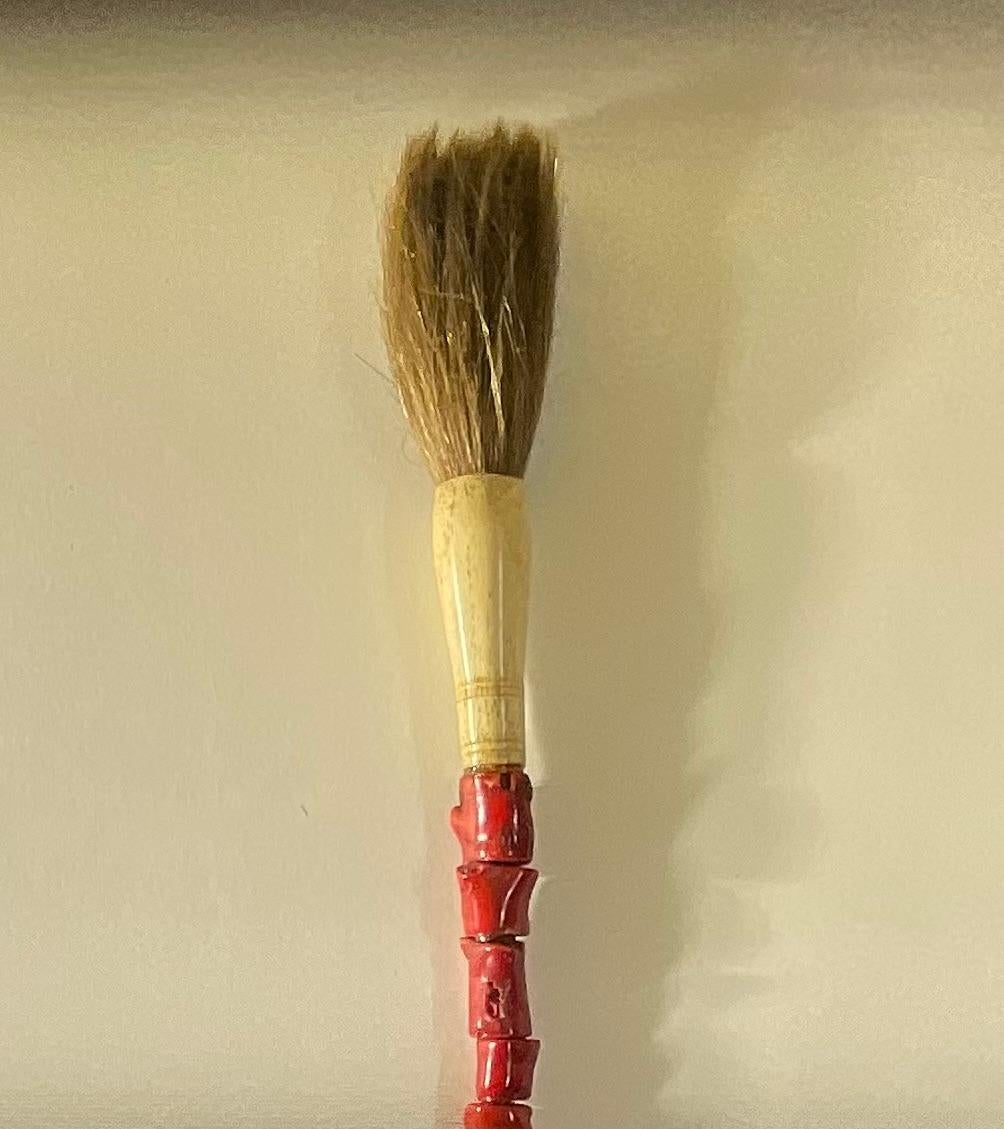 20th Century Single Asian Red Coral calligraphy brush  For Sale