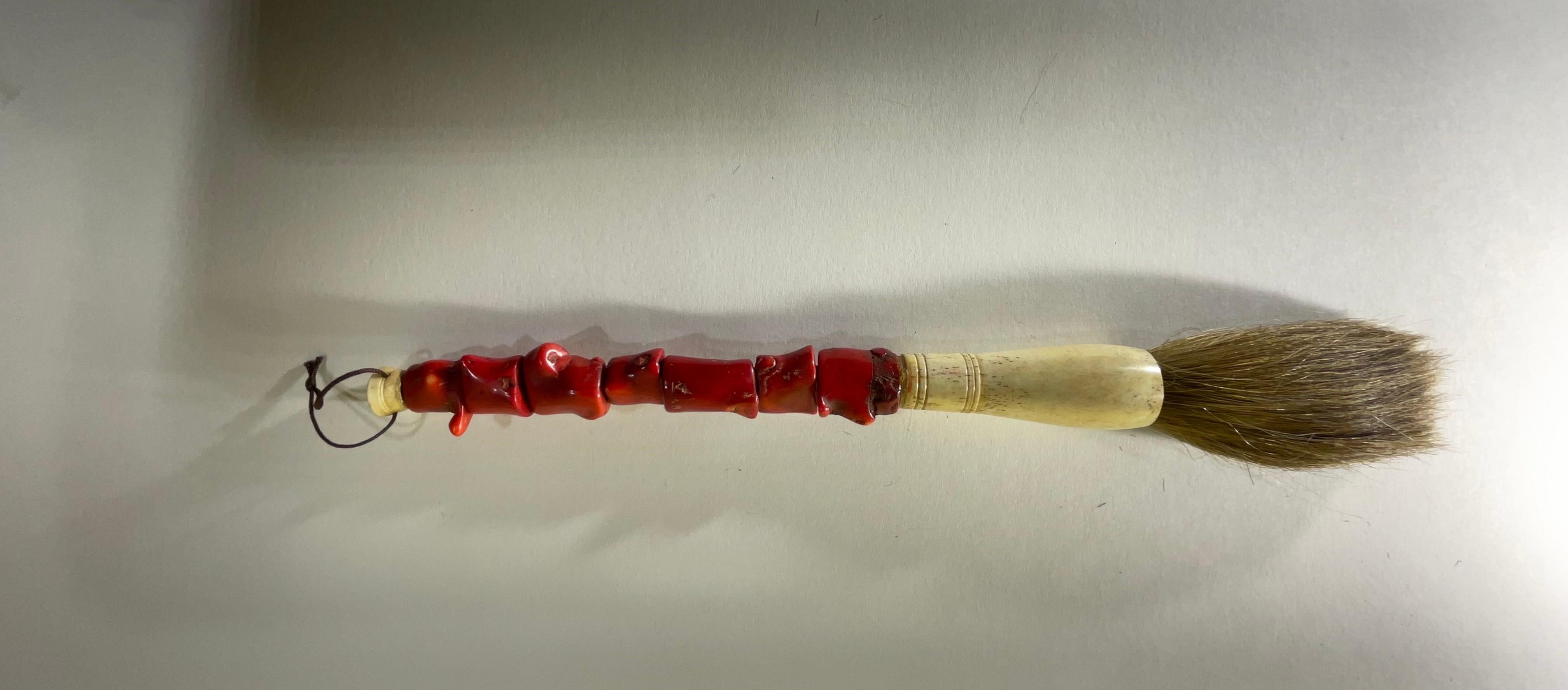 Single Asian Red Coral calligraphy brush  For Sale 1