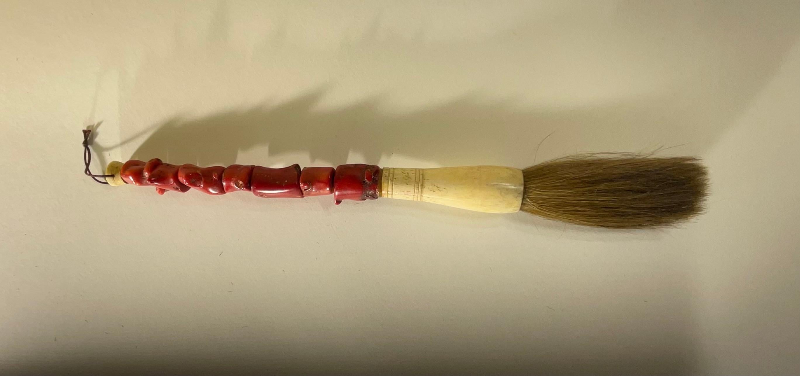 Single Asian Red Coral calligraphy brush  For Sale 2
