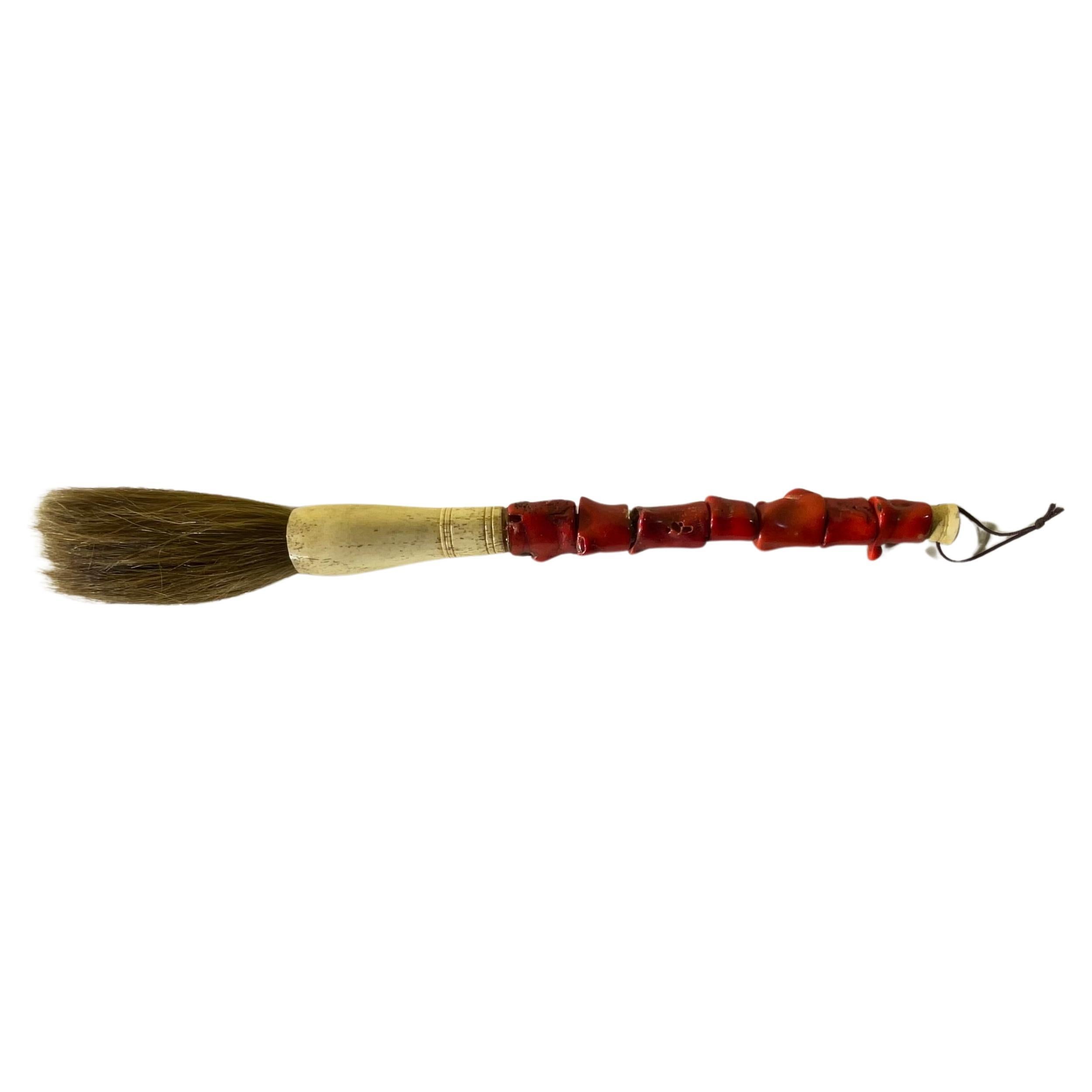Single Asian Red Coral calligraphy brush  For Sale